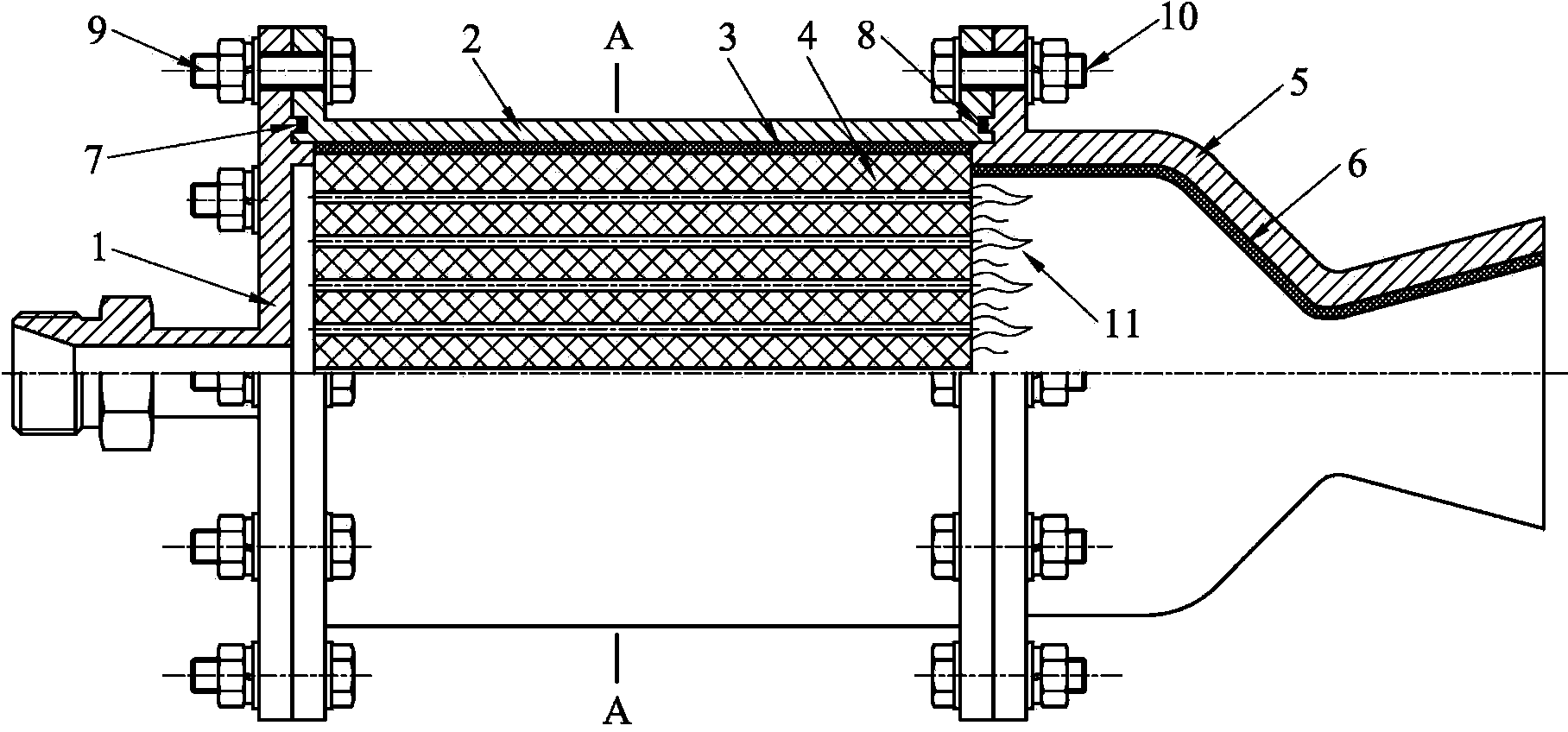 Axial injection end combustion solid-liquid rocket engine structure