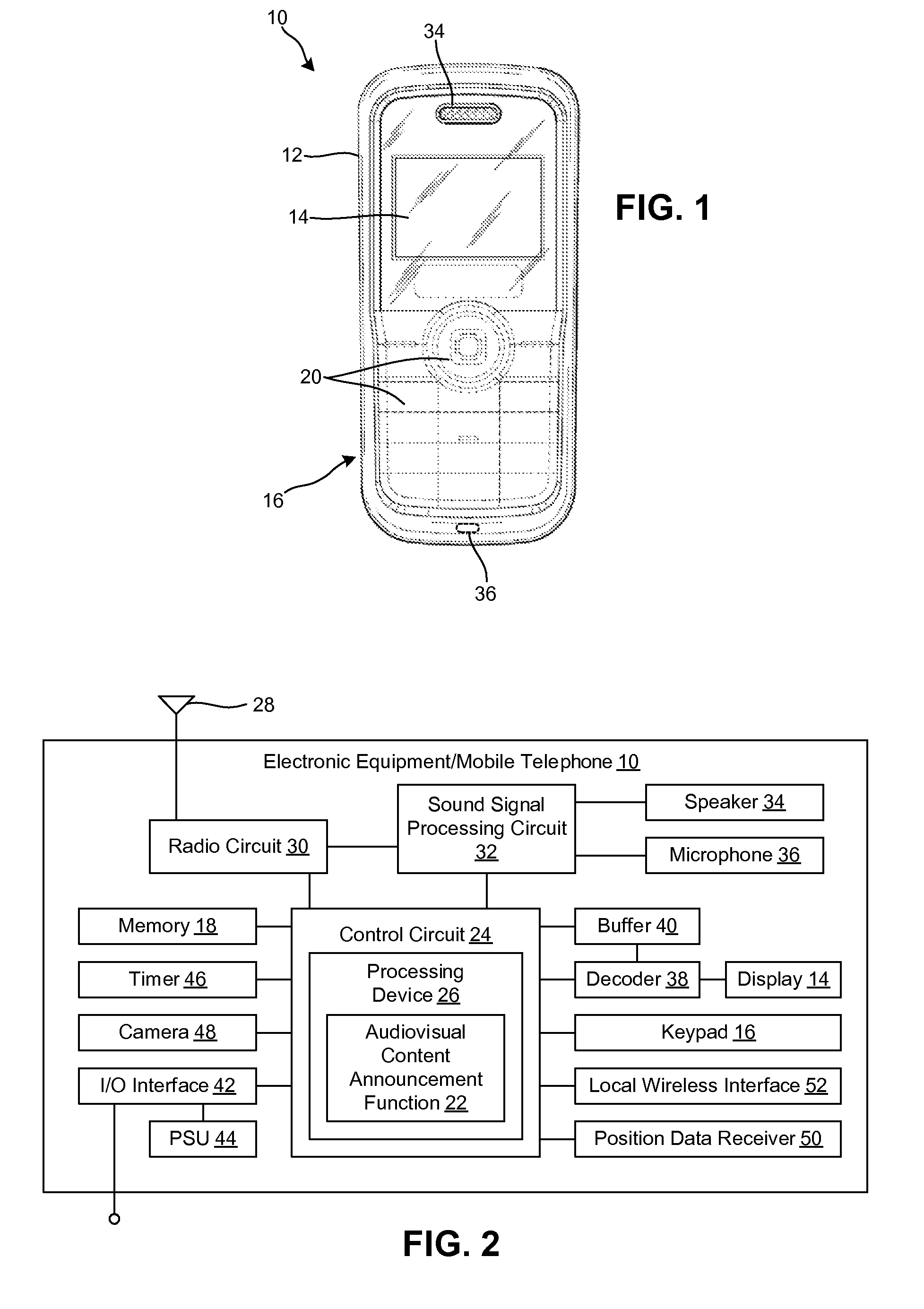 Method and system for announcing audio and video content to a user of a mobile radio terminal