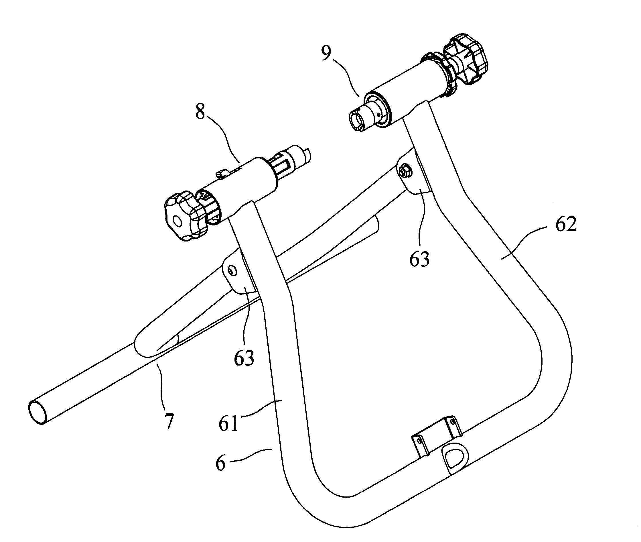 Rear wheel axle support assembly for a fitness bicycle
