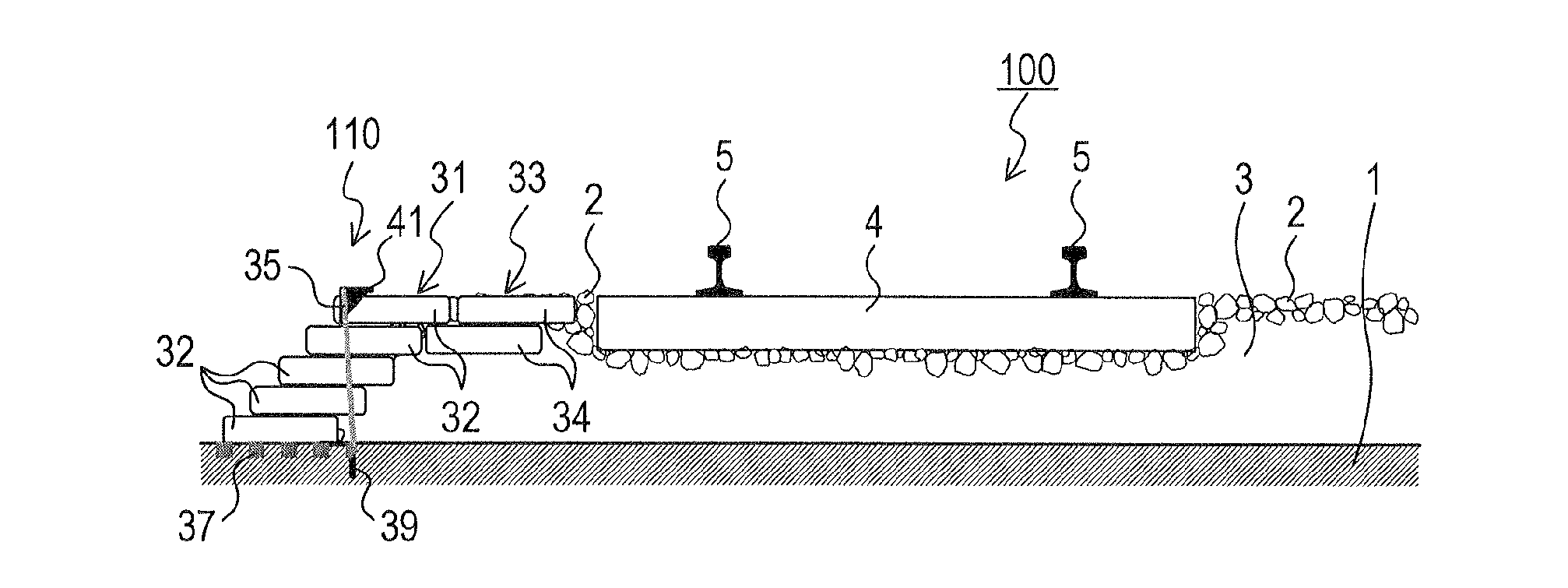 Ballast retaining structure, bedded track