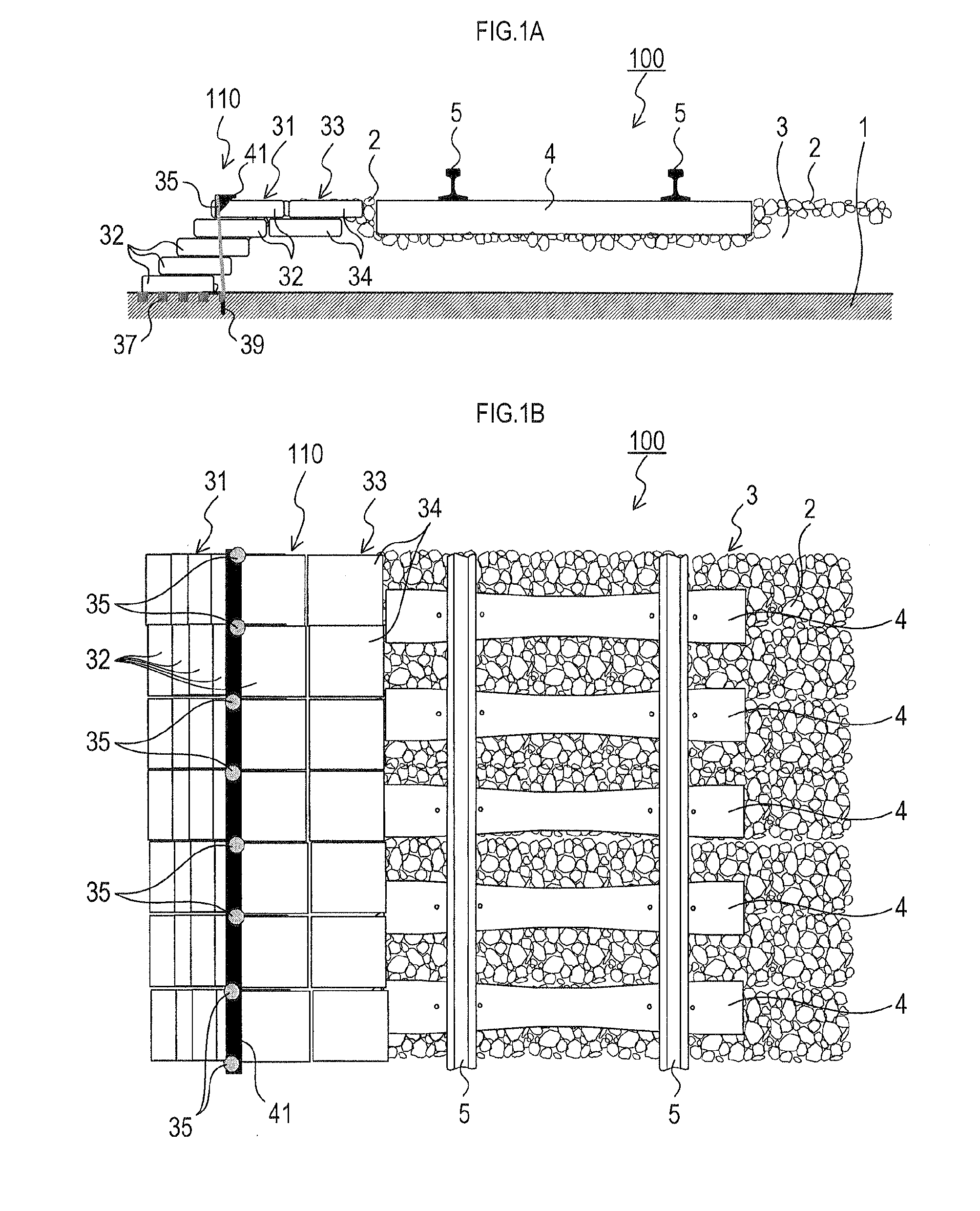 Ballast retaining structure, bedded track