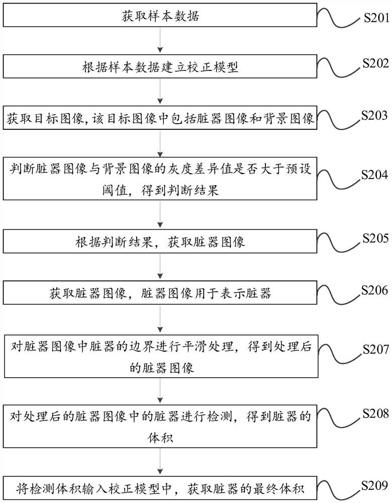 Organ volume detection method and device