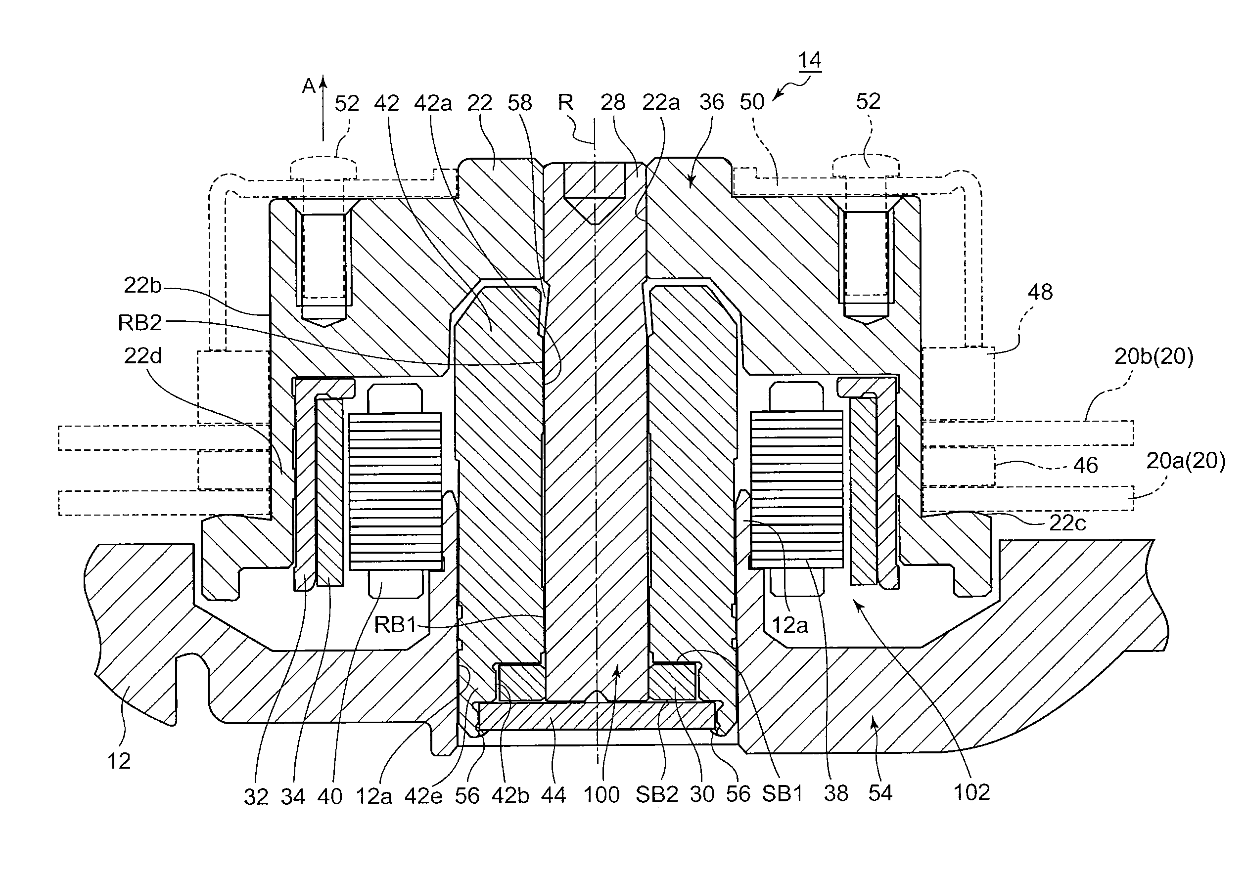 Disk drive device improved in stiffness of fluid dynamic bearing