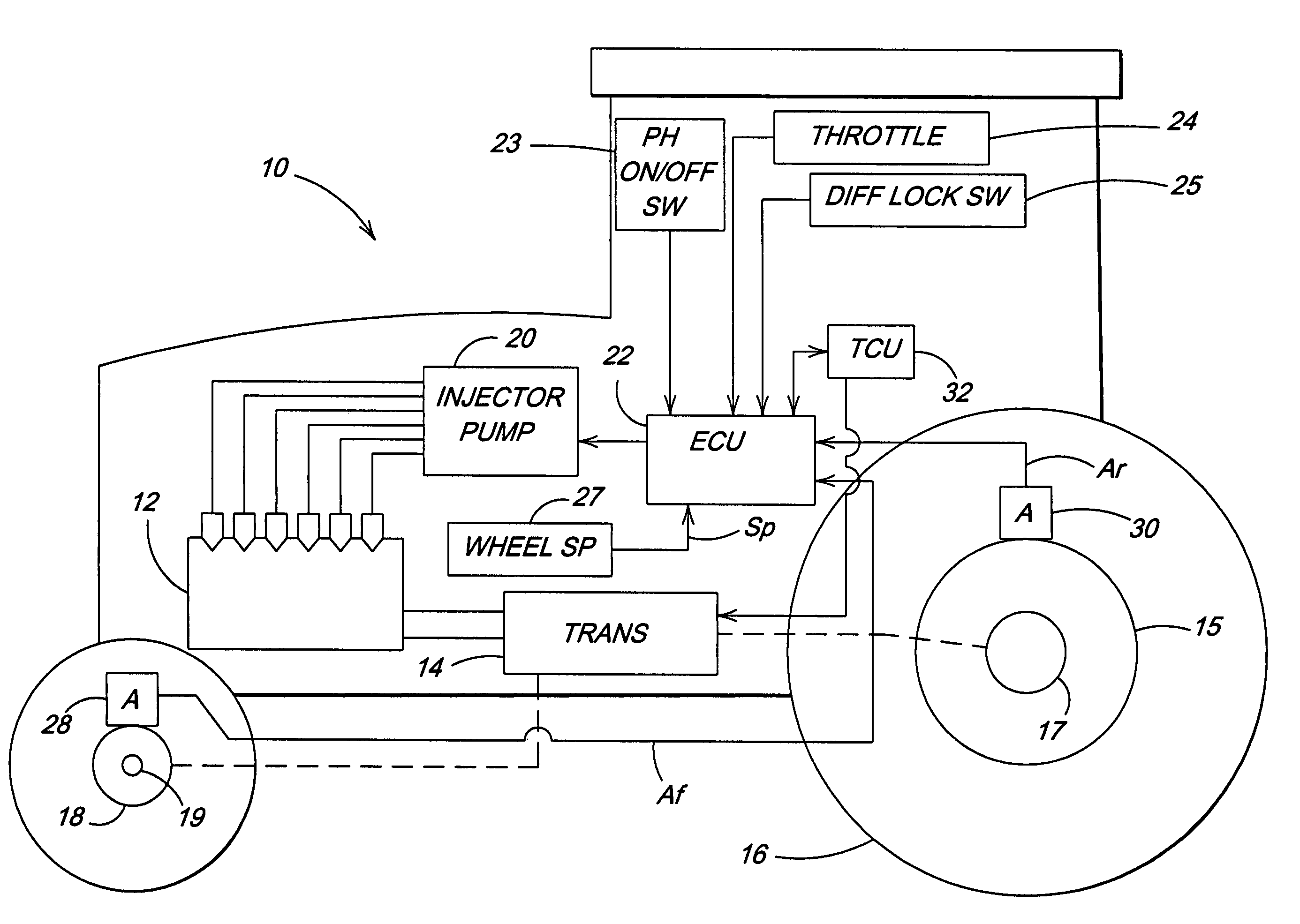 Tractor power hop control system and method
