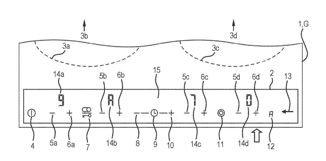 Household appliance with control element