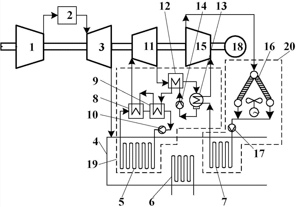 Two-stage organic Rankine cycle power generation system utilizing exhaust heat of gas turbine