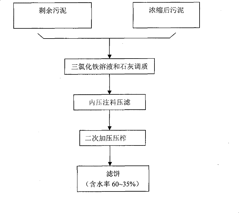 Secondary pressurizing and dehydrating method for sludge