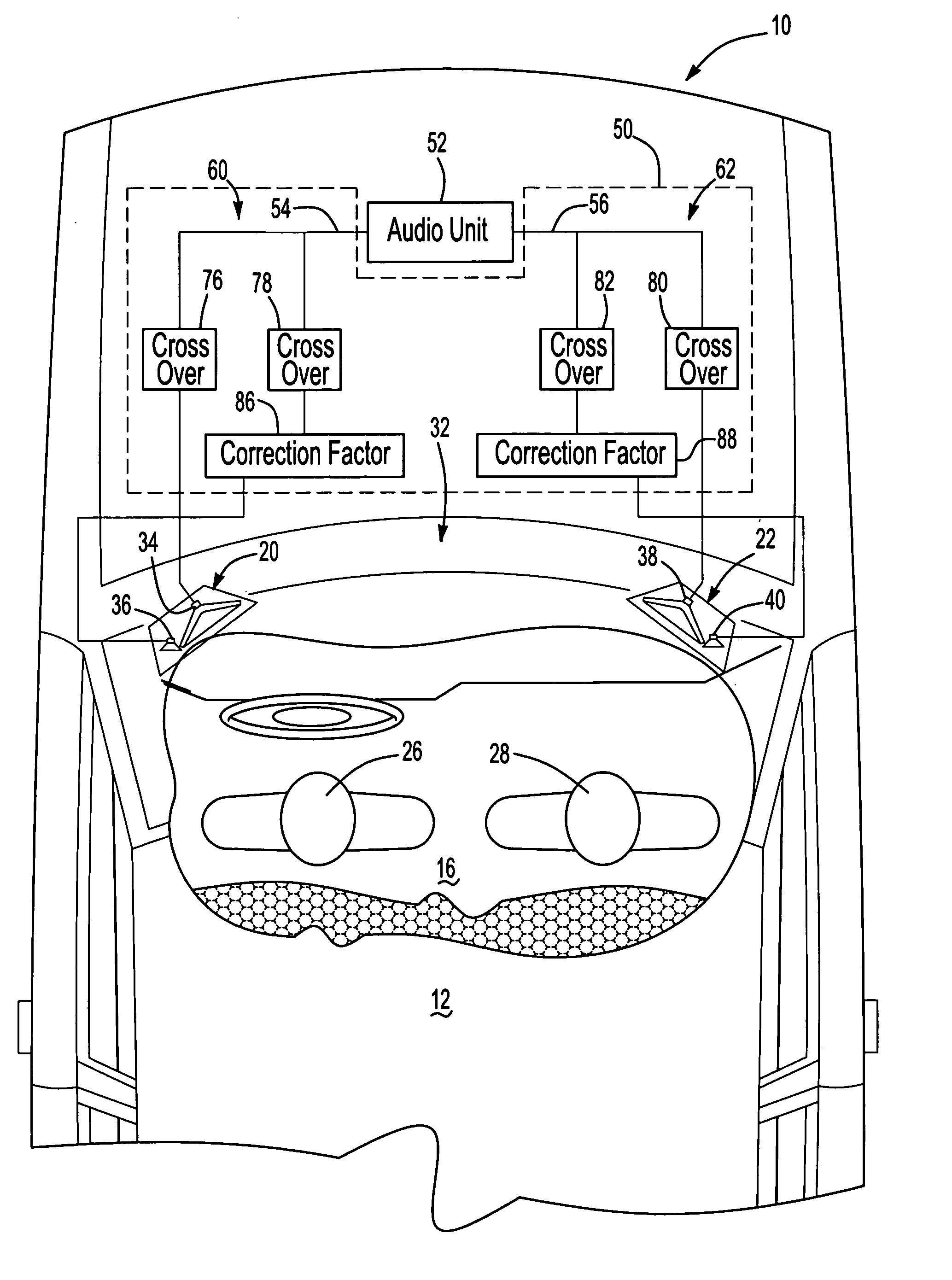 Audio system for use with a vehicle