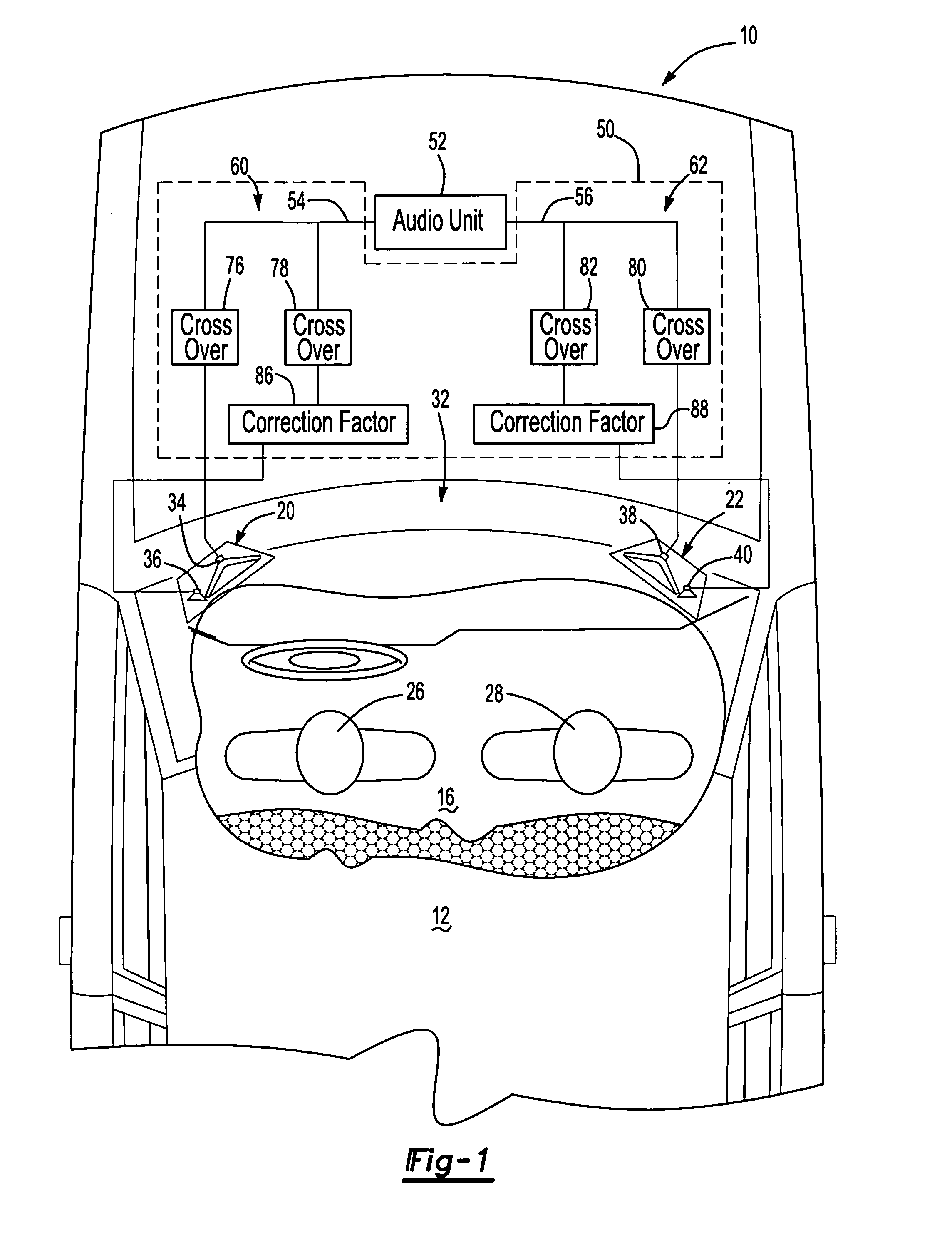 Audio system for use with a vehicle