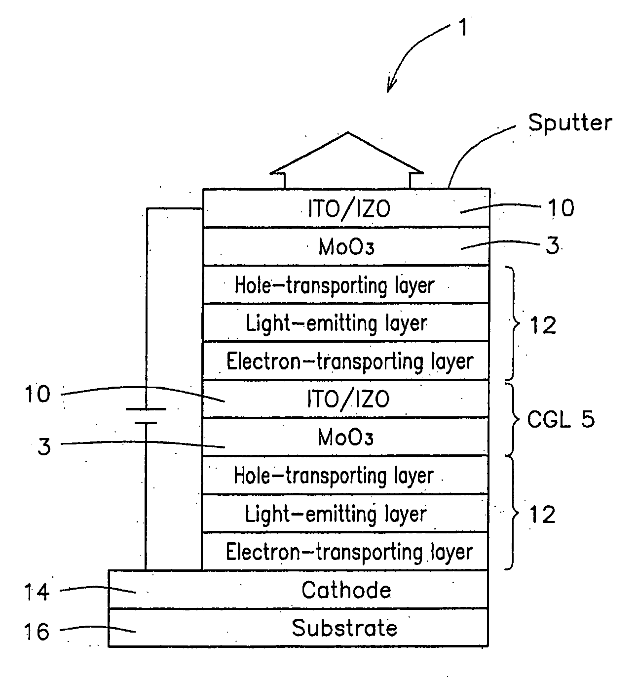 Top-emitting multi-photon OLED panel