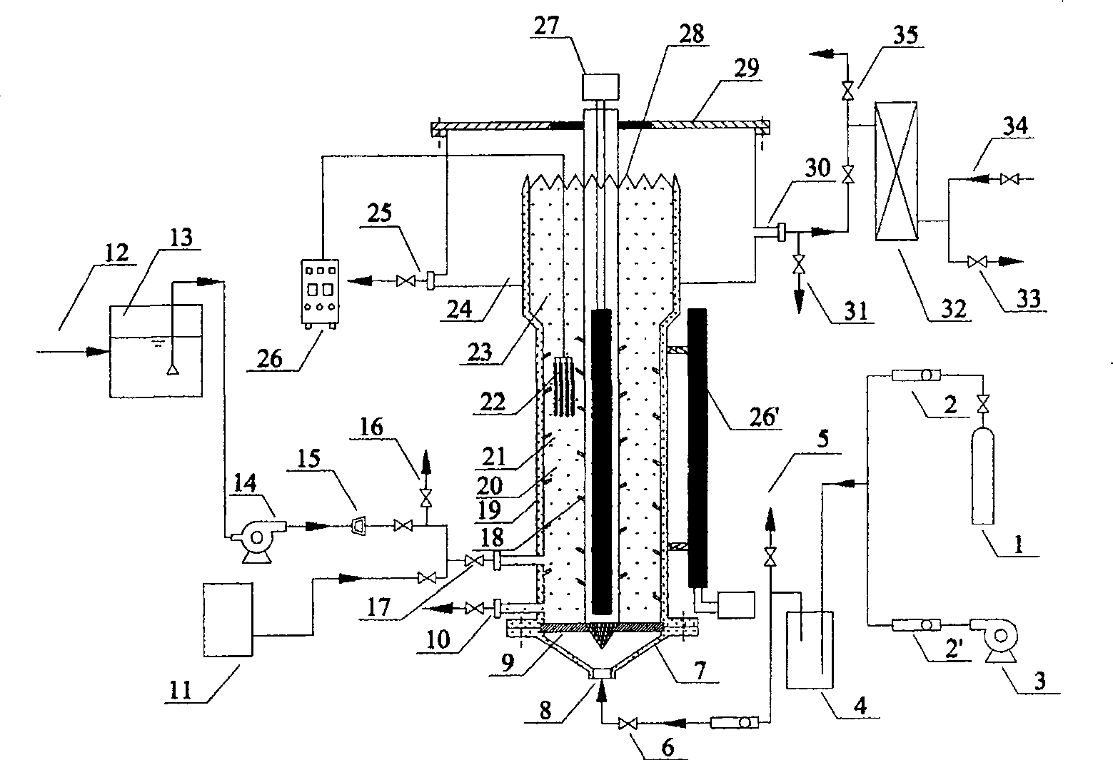 Alga-bacterium symbiosis fluid bed treatment system for high concentrated organic wastewater