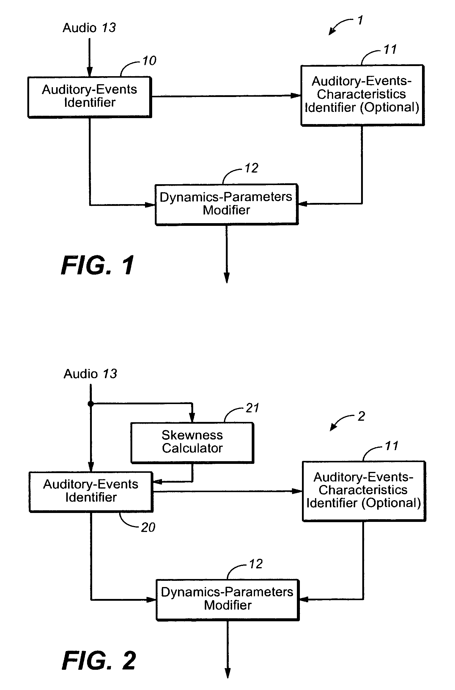 Audio processing using auditory scene analysis and spectral skewness