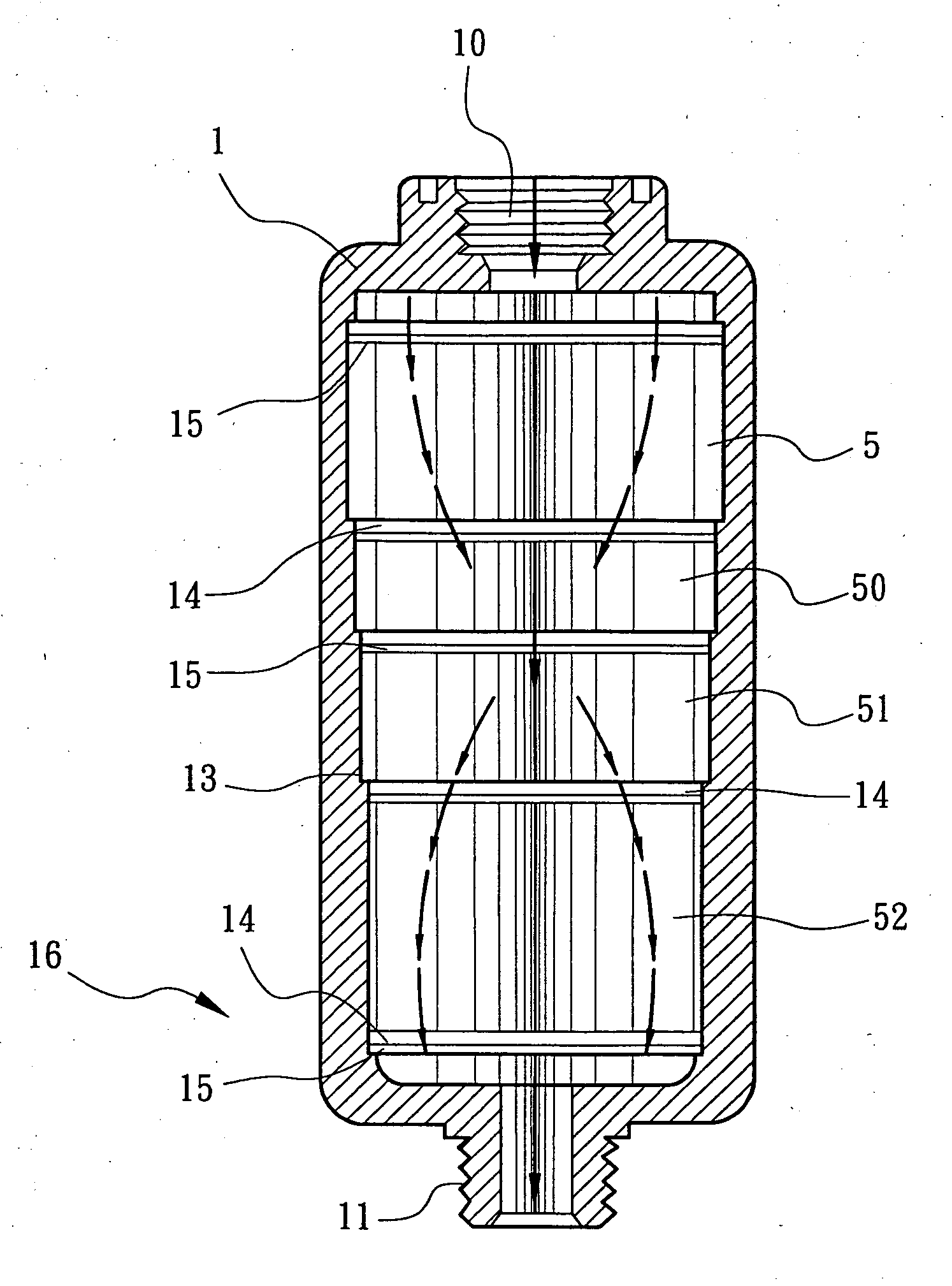 Intersecting water conducting filter