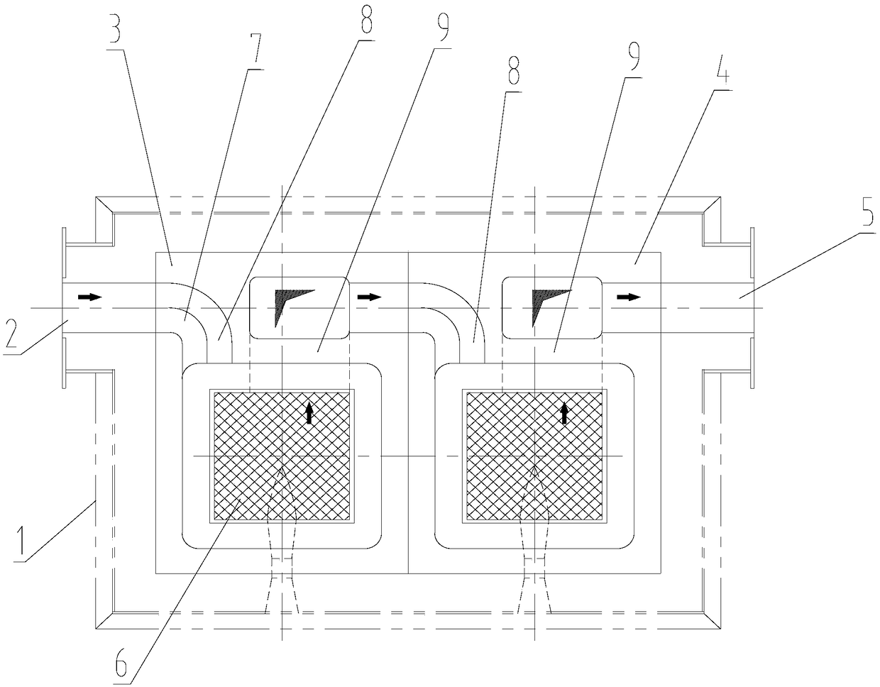 Design method for double-stage plate filter box and filter box thereof