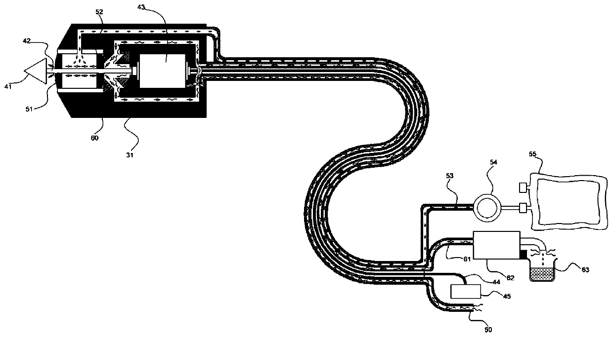 Rotary transmission guide pipe with power source capable of being placed in human body