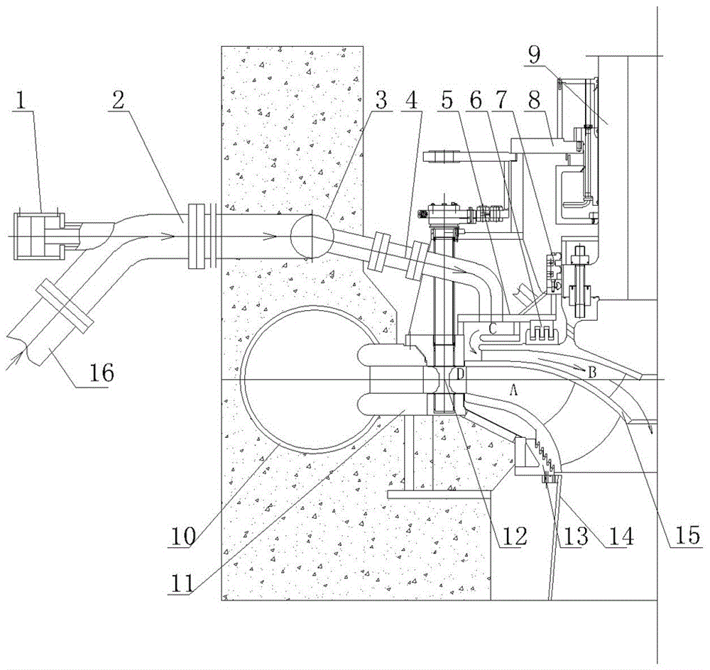 Pump turning direction hydraulically-started reversible water turbine and work method thereof