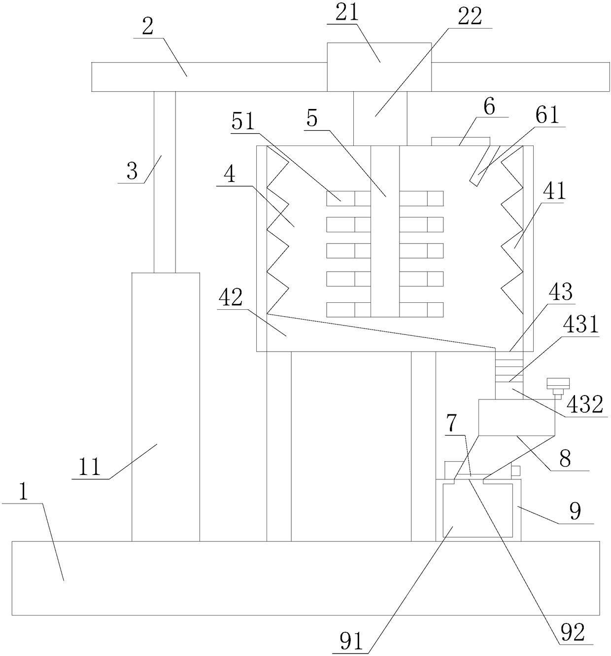 Integrated molding powder stirring and storing device capable of facilitating blanking
