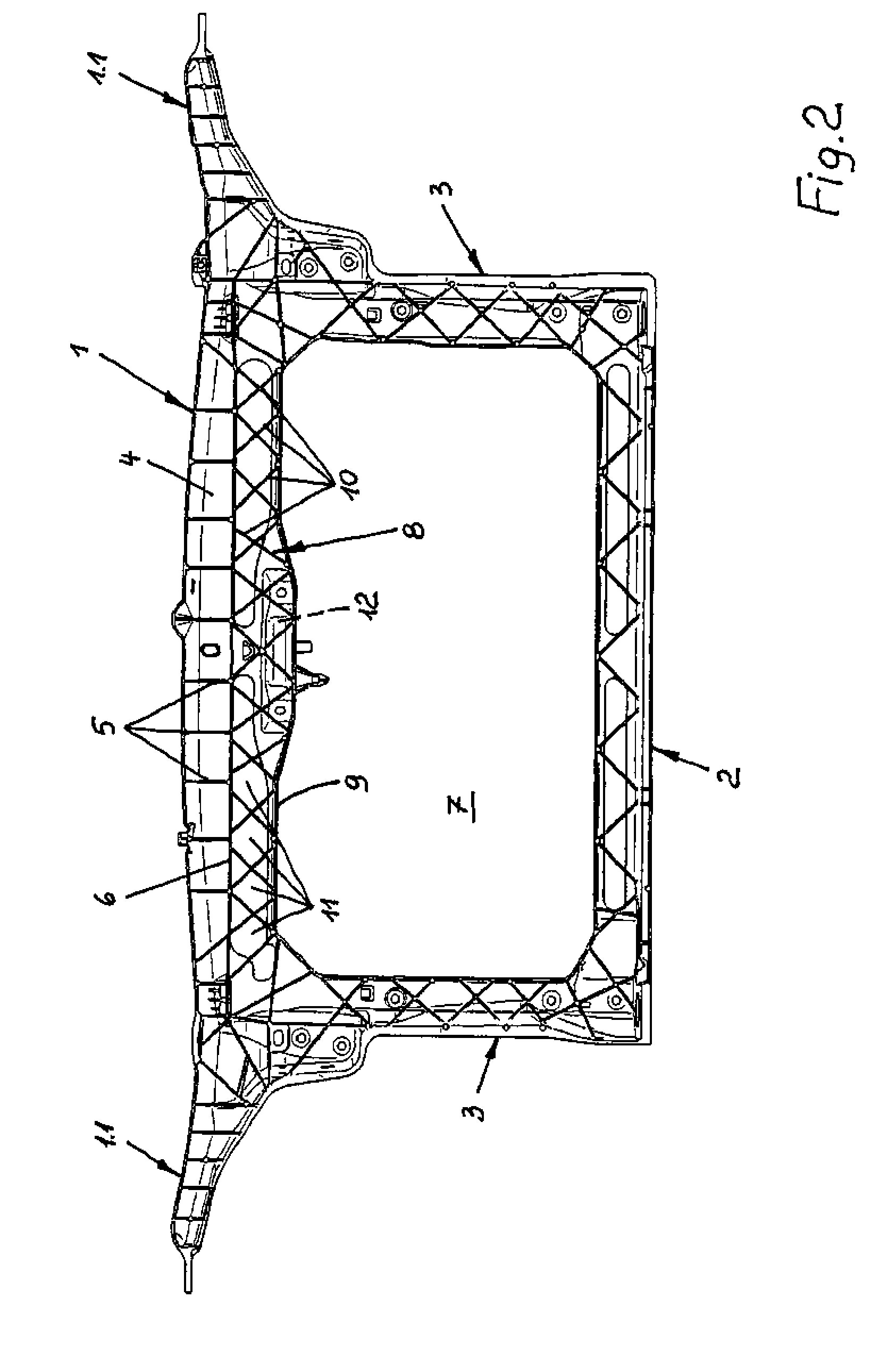 Mounting structure with a frame-shaped construction