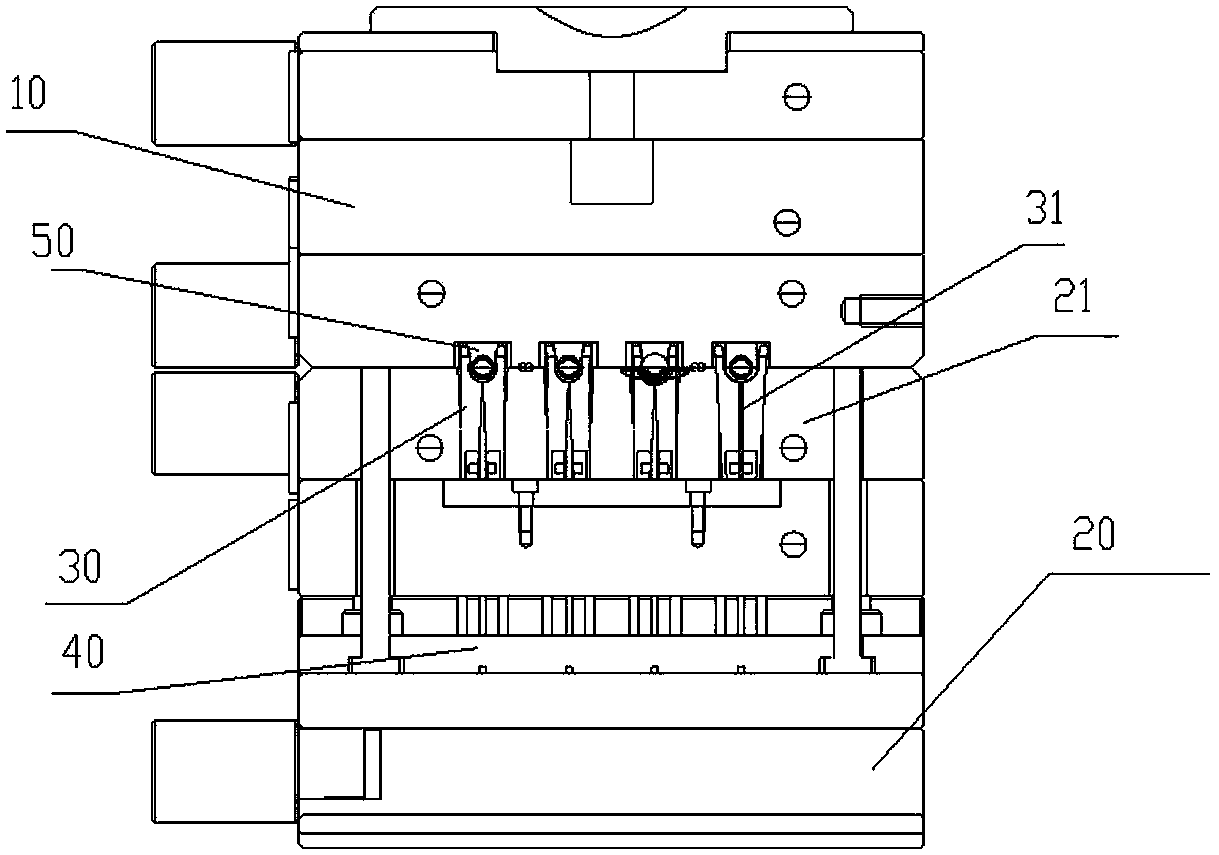 Injection molding encapsulation mould with positioning fixture mechanisms