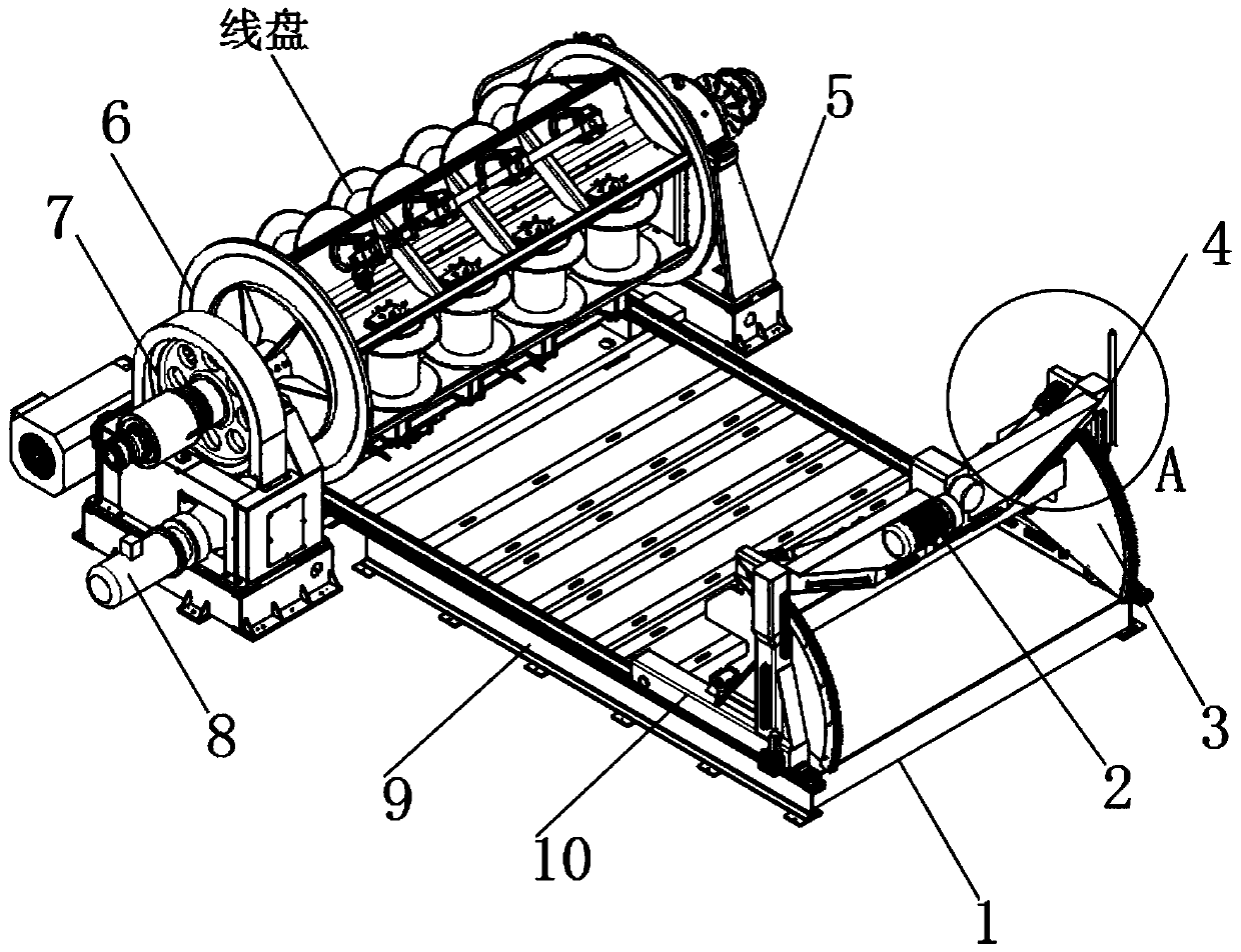 Side spool feeding device for wire spools