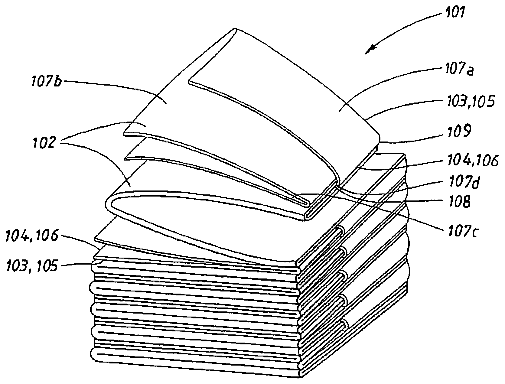 Stack of interfolded material sheets and method for its production