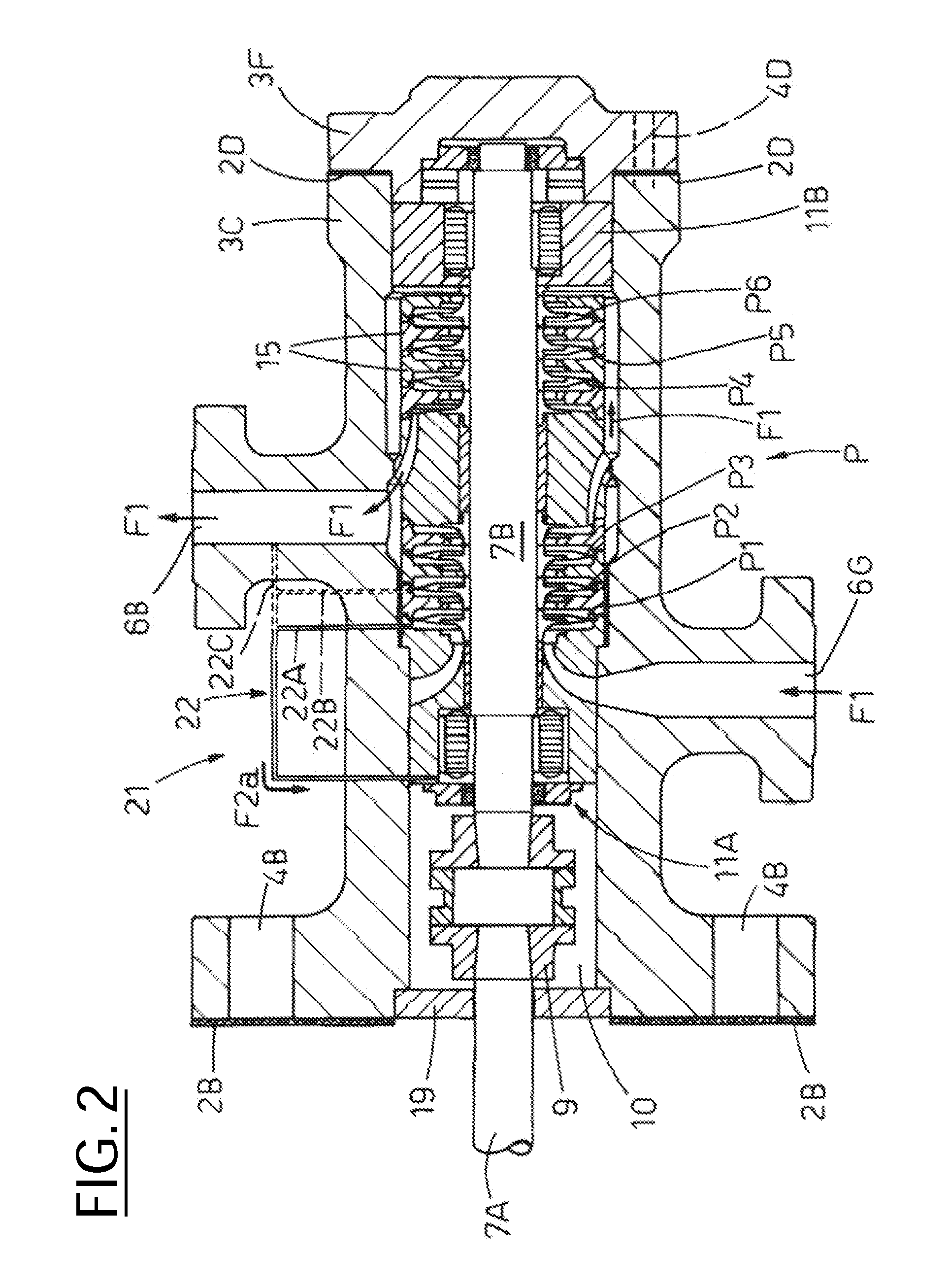 High-pressure compression unit for process fluids for industrial plant and a related method of operation