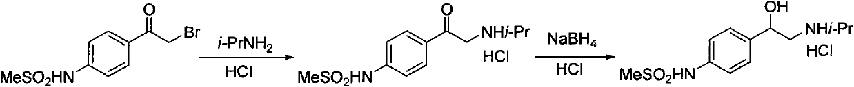 Method for preparing N-[4-[1-hydroxy-2-[(1-methylethyl)amino]ethyl]methylsulfonyl benzylamine hydrochloride