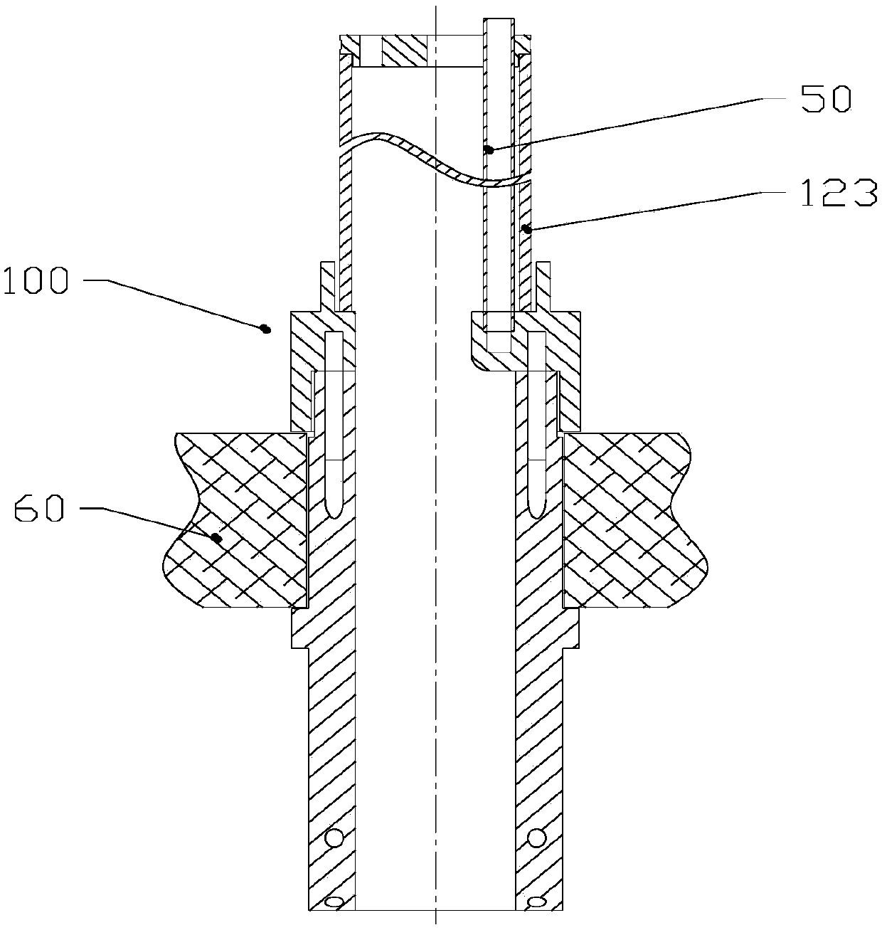 Drainage device capable of changing flow direction of carrier gas