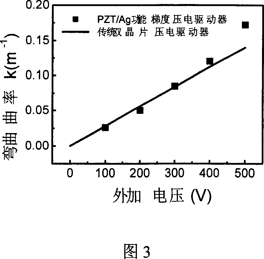 Piezoelectric driving device of functional gradient structure and its preparing method