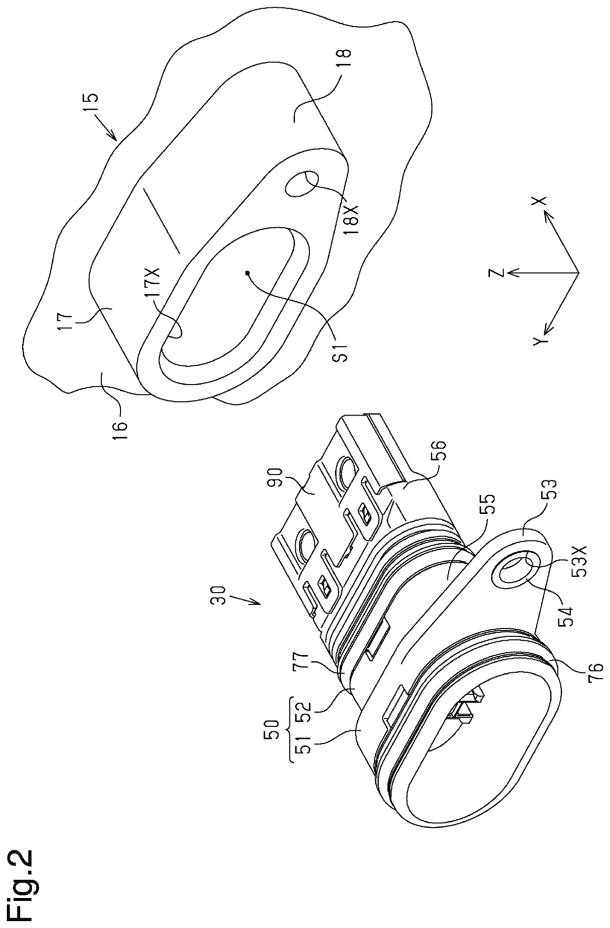 Connector with a press-fitting nut accommodation portion