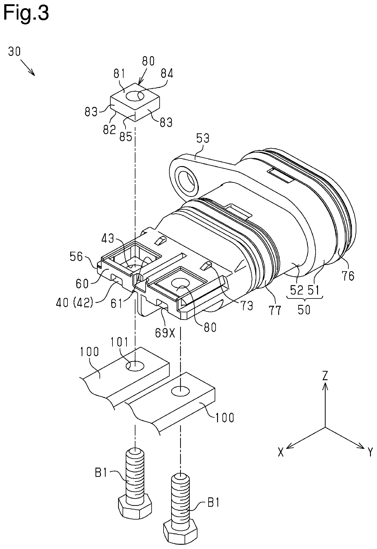 Connector with a press-fitting nut accommodation portion