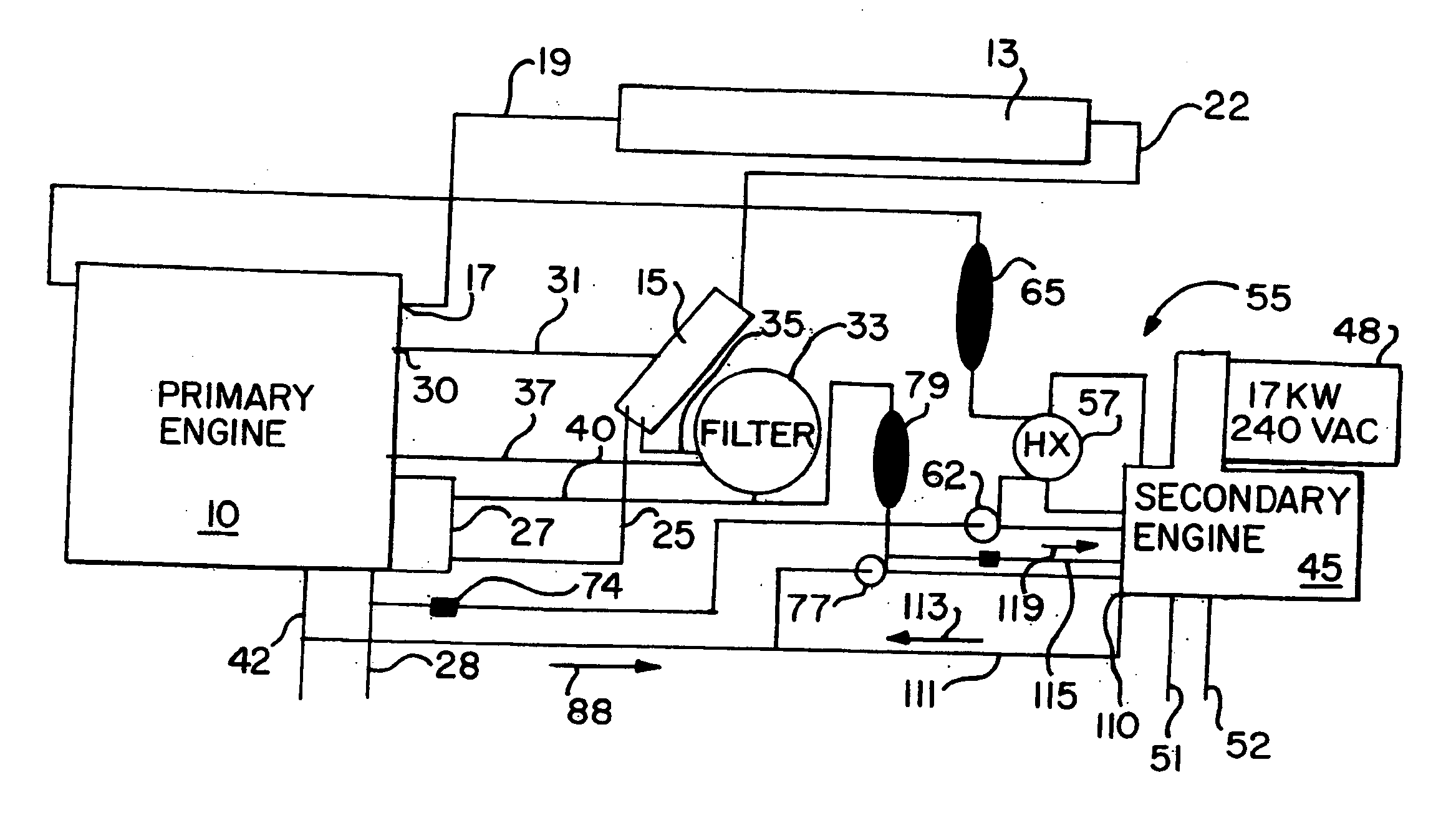 System and method for supplying auxiliary power to a large diesel engine