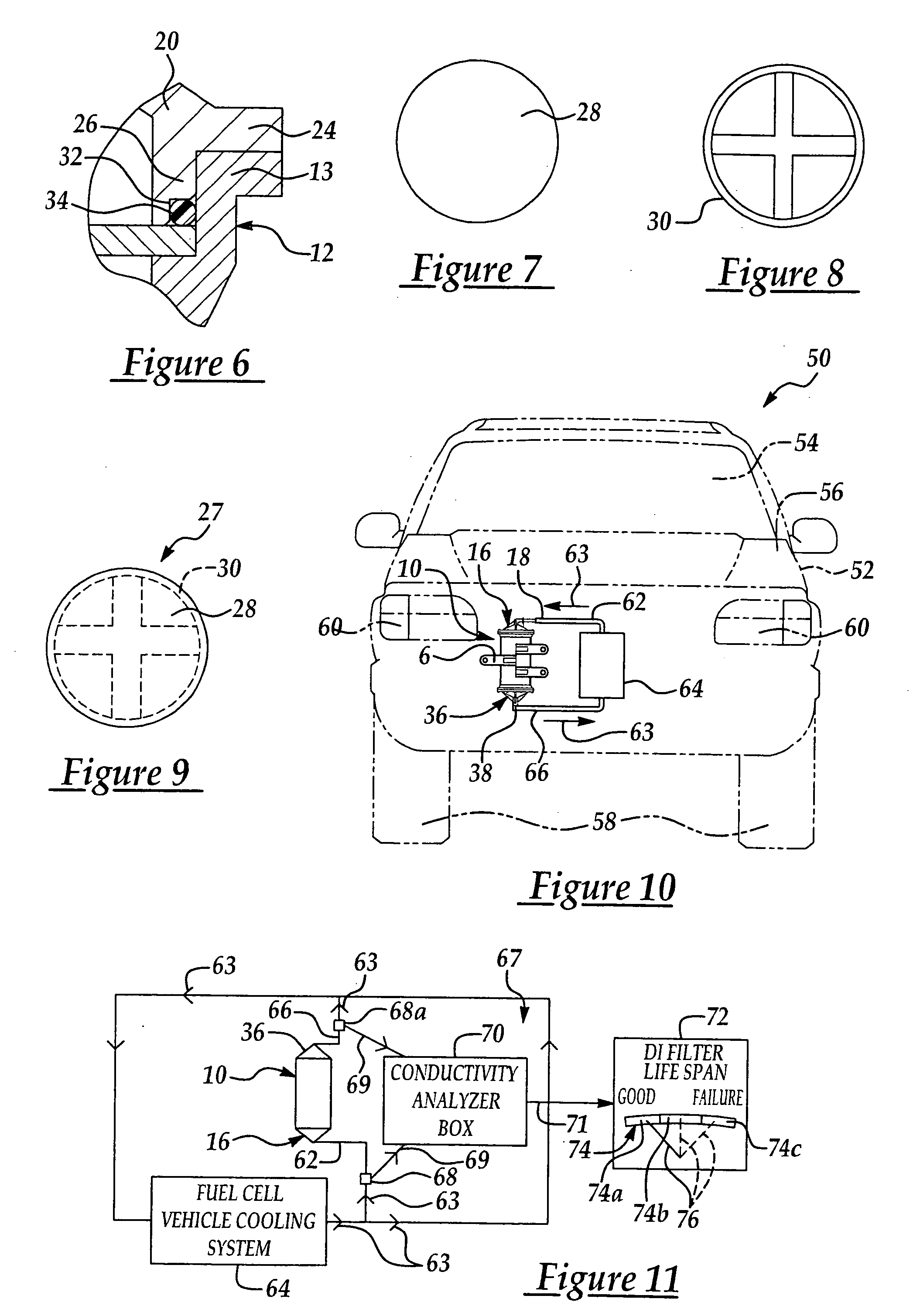 Deionization filter for fuel cell vehicle coolant