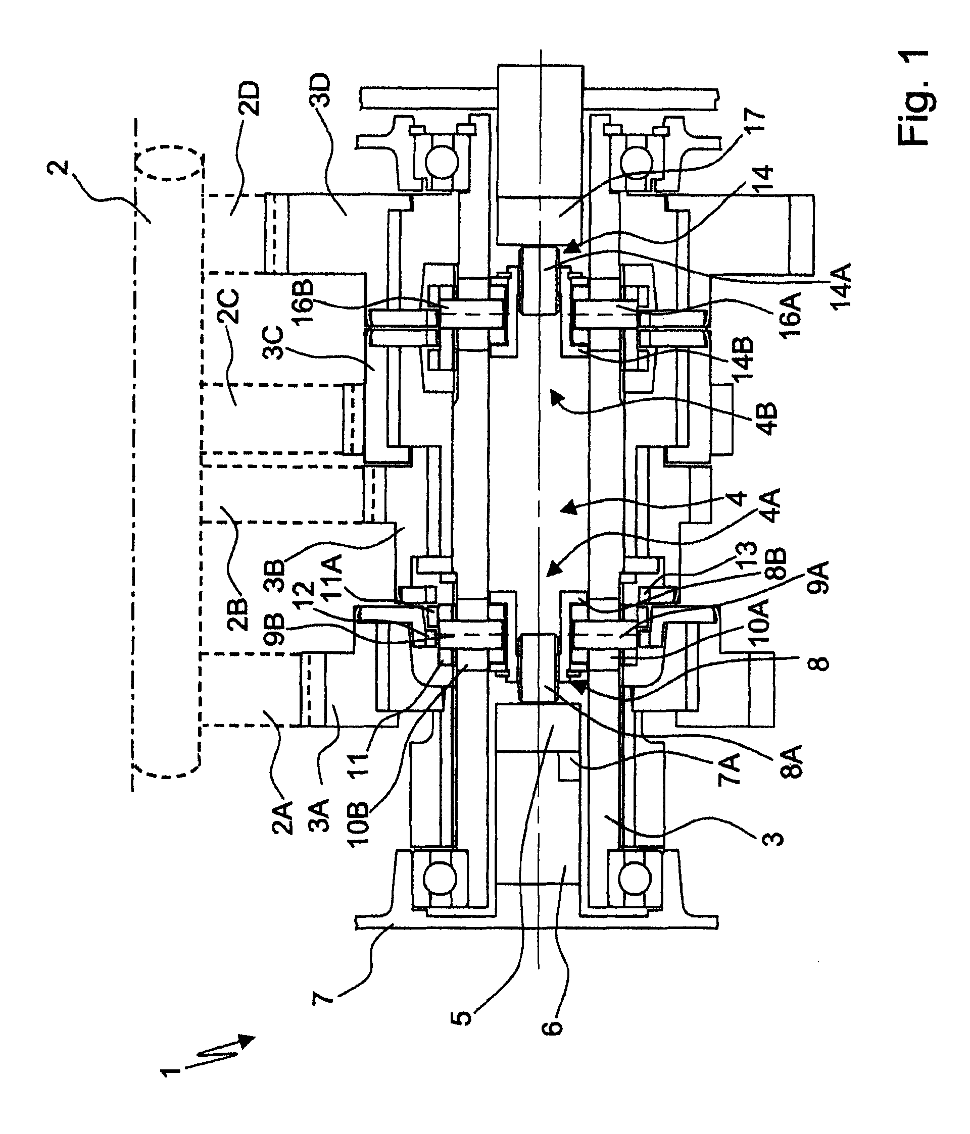 Device for actuating a gearwheel, which is designed as a loose wheel, of a transmission device