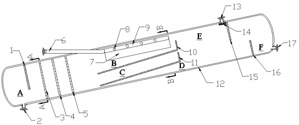 Elevation-type oil-gas-water three-phase separator with high water ratio