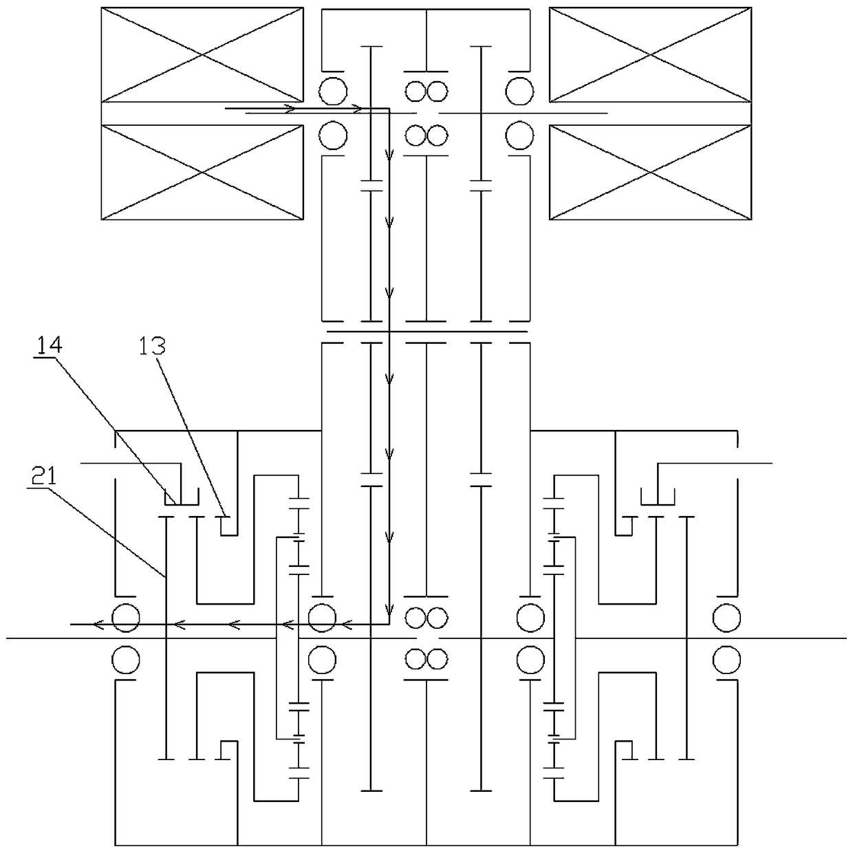 Double-input and double-output wheel-sided transmission assembly