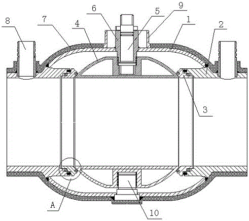 Anticorrosion and anti-collision steel ball valve structure