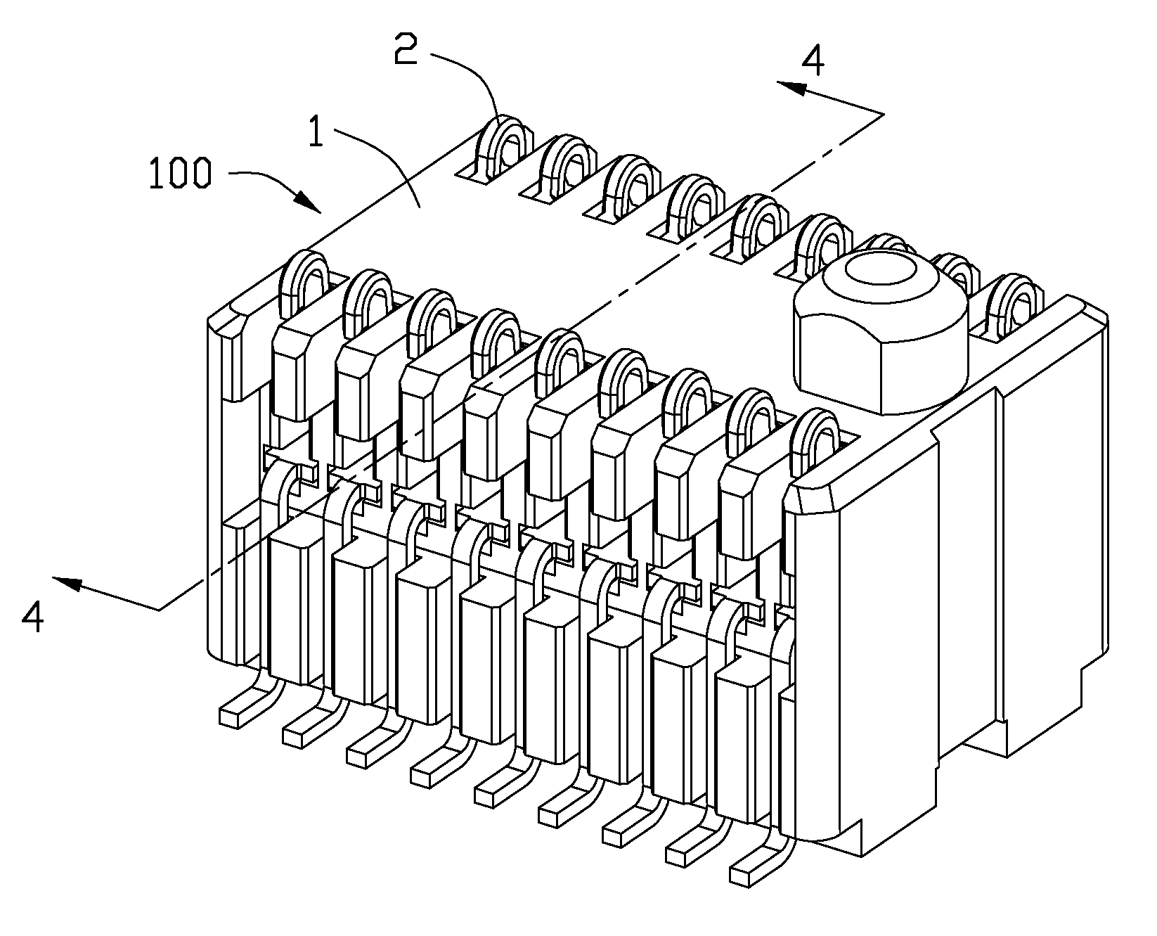 Electrical connector with drainage channels