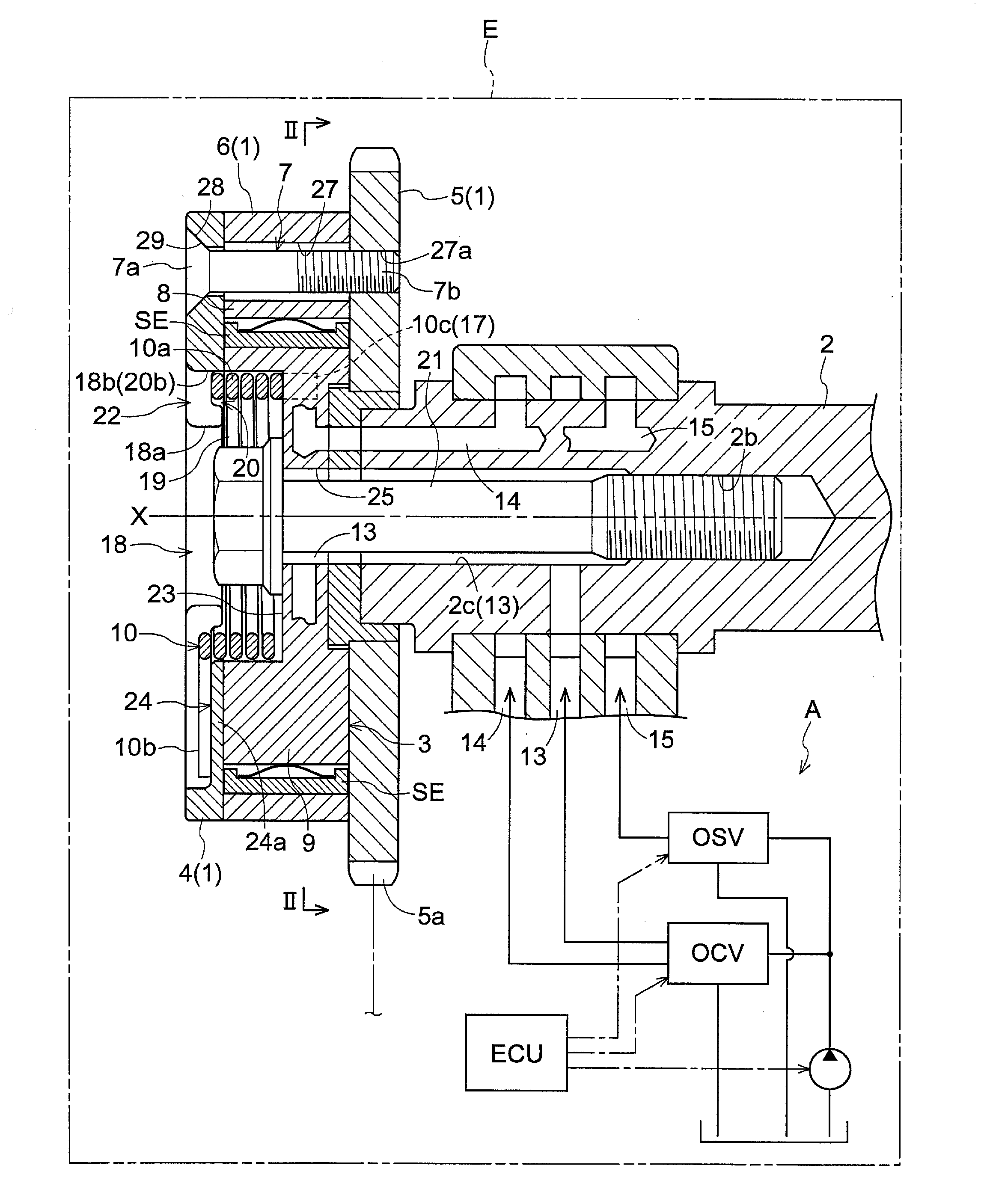 Valve opening-closing timing control device and method for attaching front member thereof
