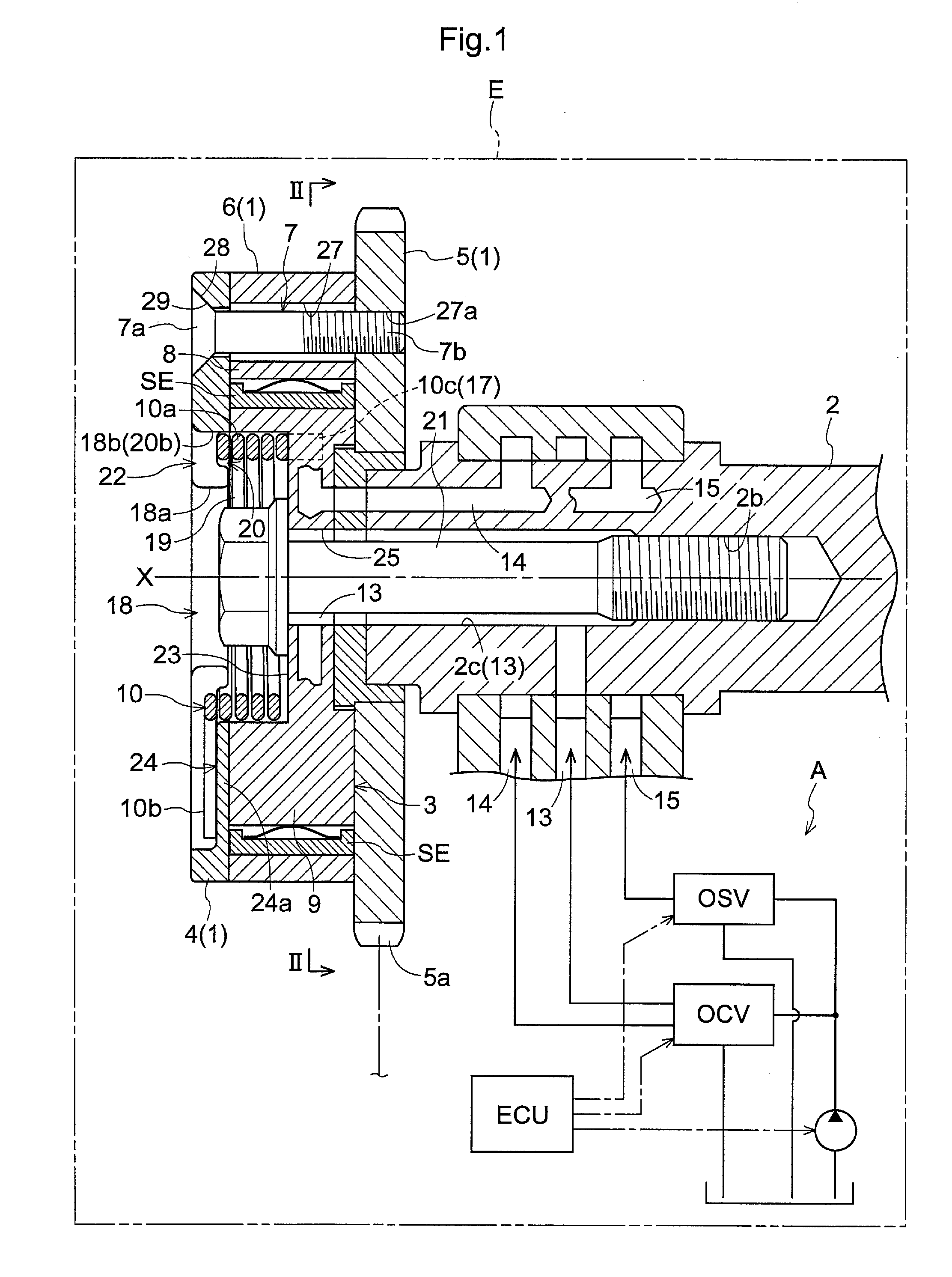Valve opening-closing timing control device and method for attaching front member thereof