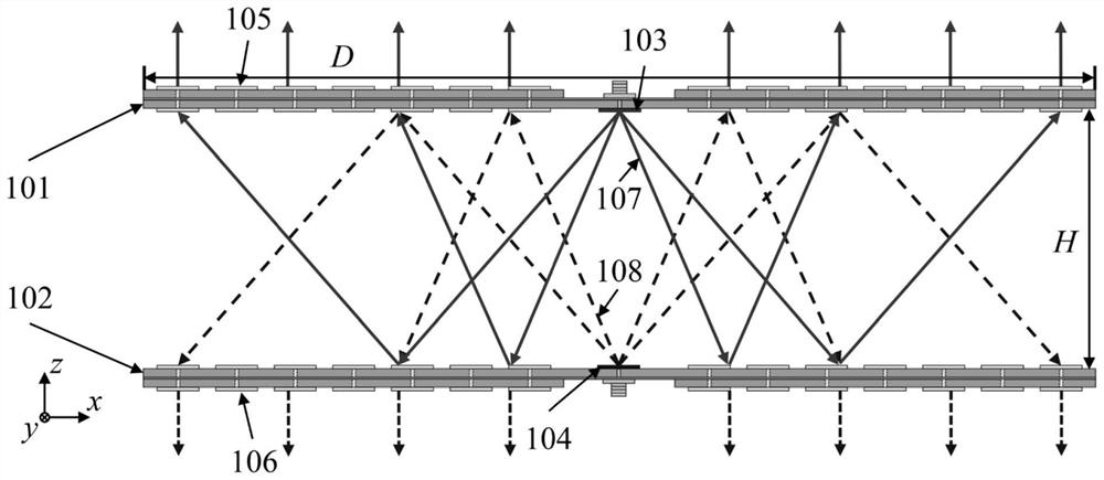 Bidirectional dual-circular-polarization folding transmission array antenna