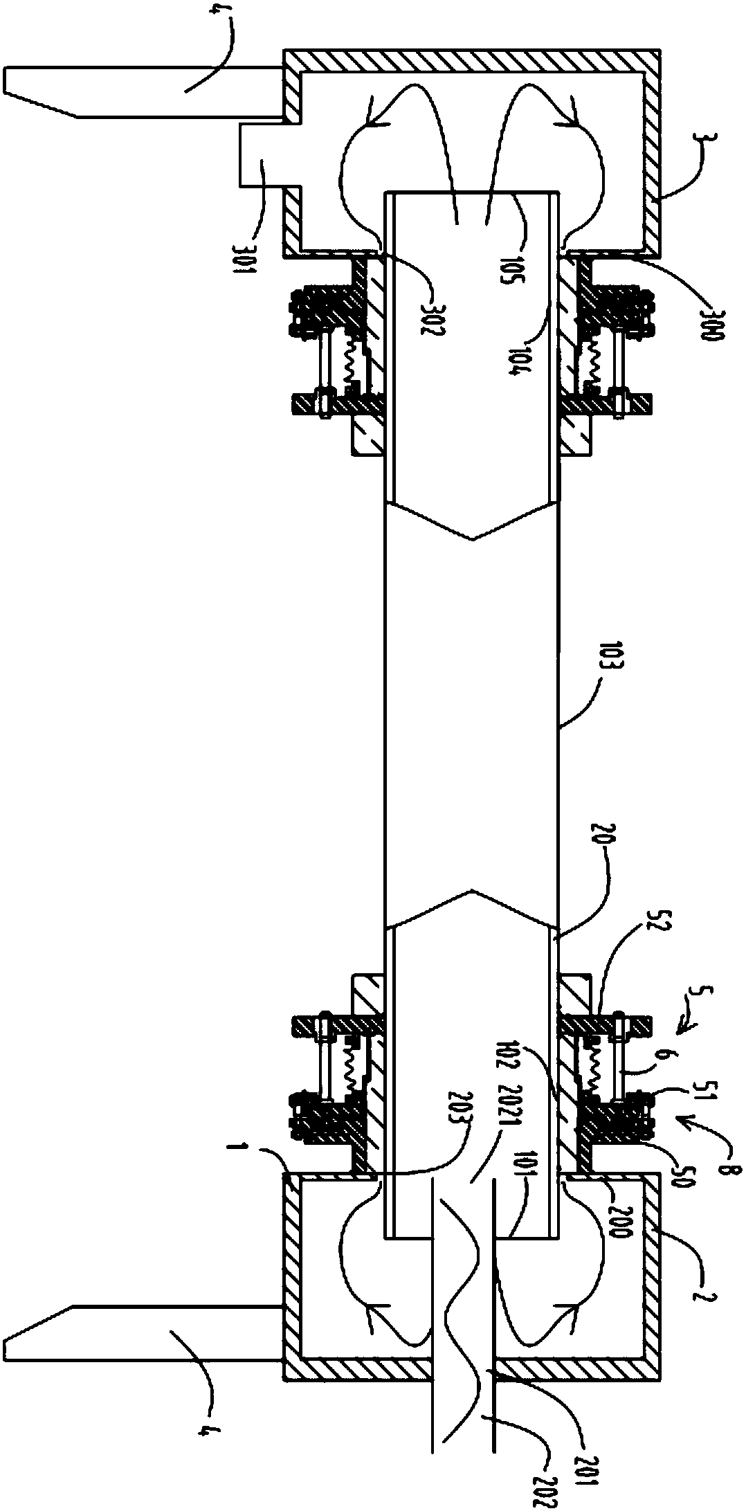 A rotary pyrolysis furnace