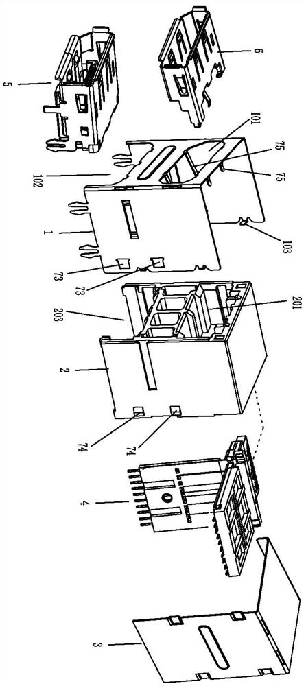 Double-layer DP connector and manufacturing process thereof[