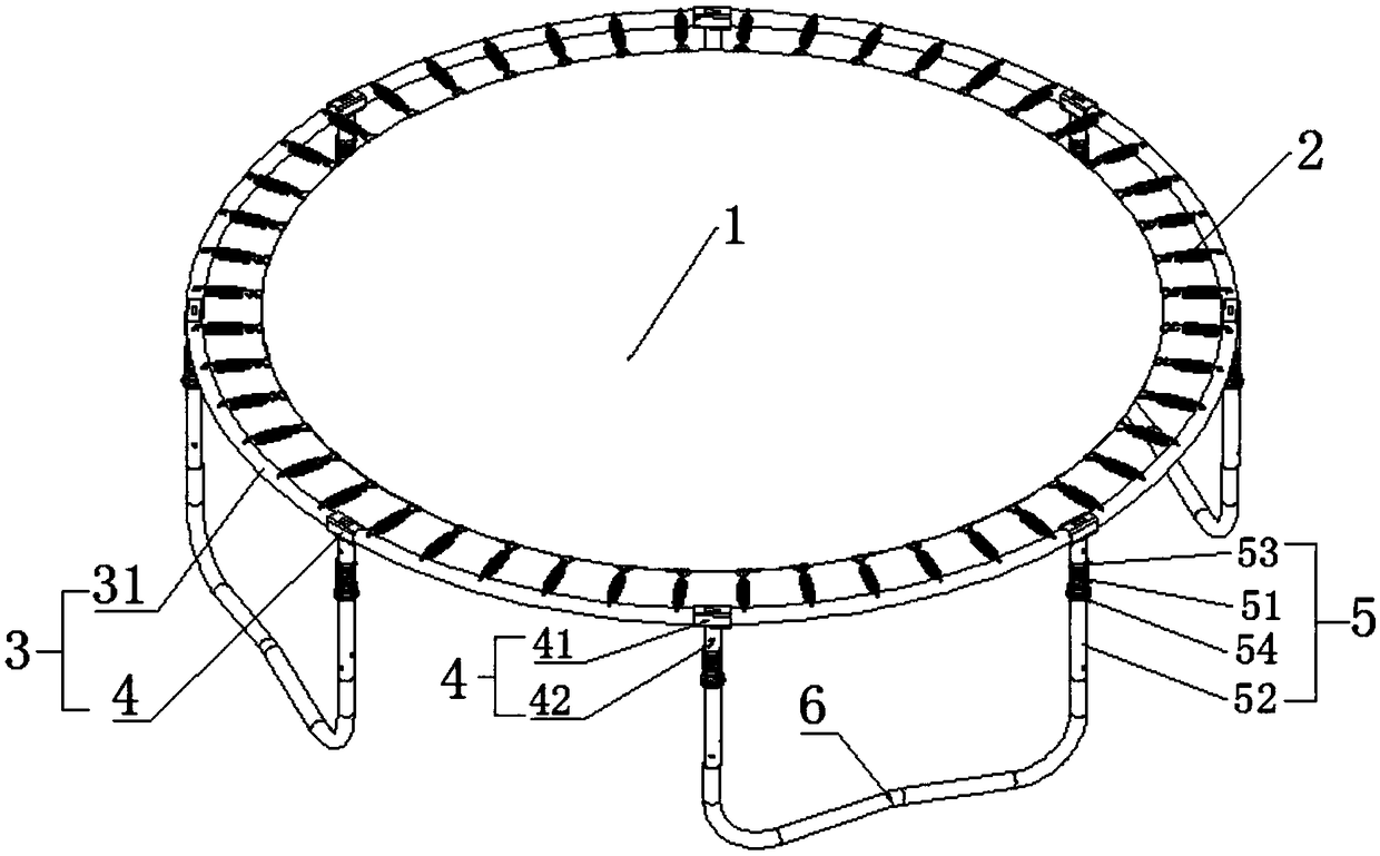 Trampoline with buffer device