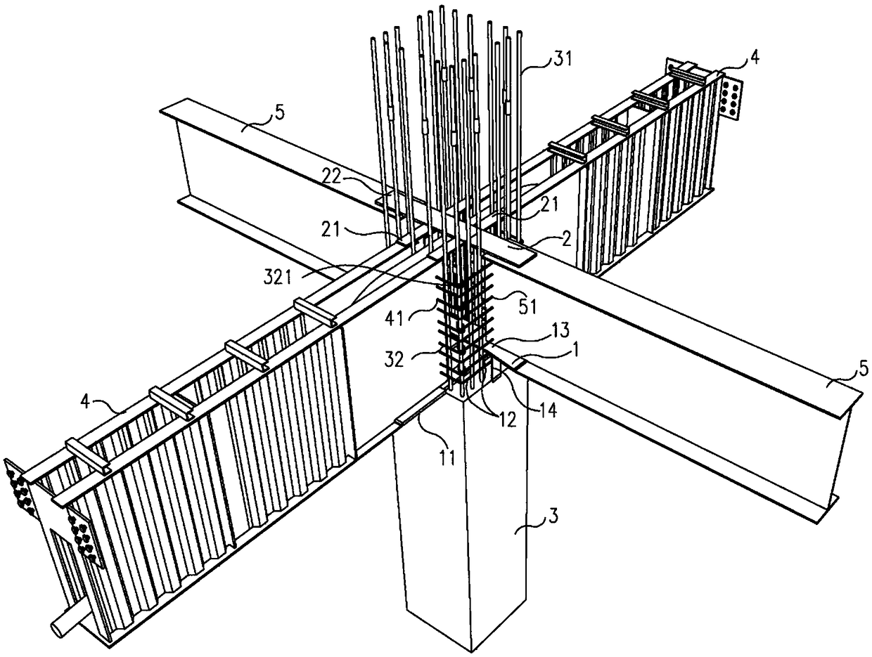 Joint adaptor for connecting reinforced concrete column and steel beams and connecting structure of reinforced concrete column and steel beams
