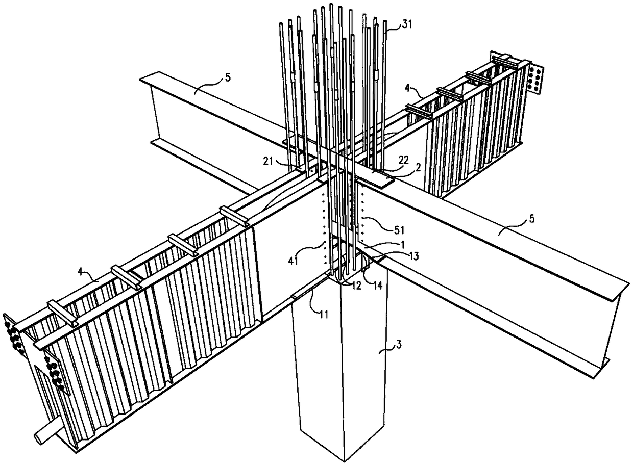 Joint adaptor for connecting reinforced concrete column and steel beams and connecting structure of reinforced concrete column and steel beams