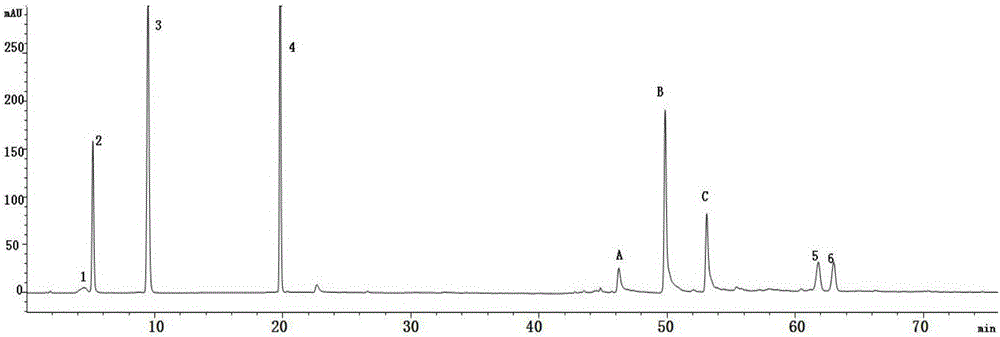 Method for simultaneously determining content of morroniside, loganin, cor-nuside, oleanolic acid and ursolic acid