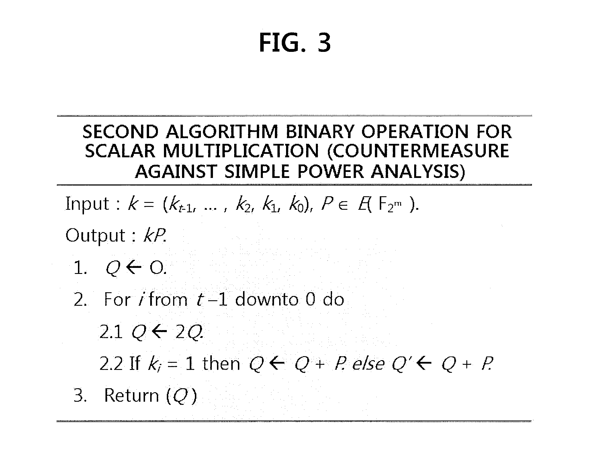 Method for elliptic curve cryptography with countermeasures against simple power analysis and fault injection analysis and system thereof