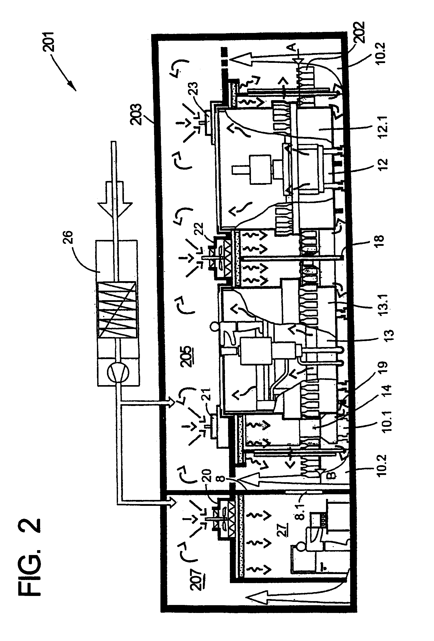 Aseptic bottling or container filling plant with a clean room arrangement enclosing the aseptic bottling or container filling plant and a filter unit for filtering air entering the clean room, and a method of operation thereof