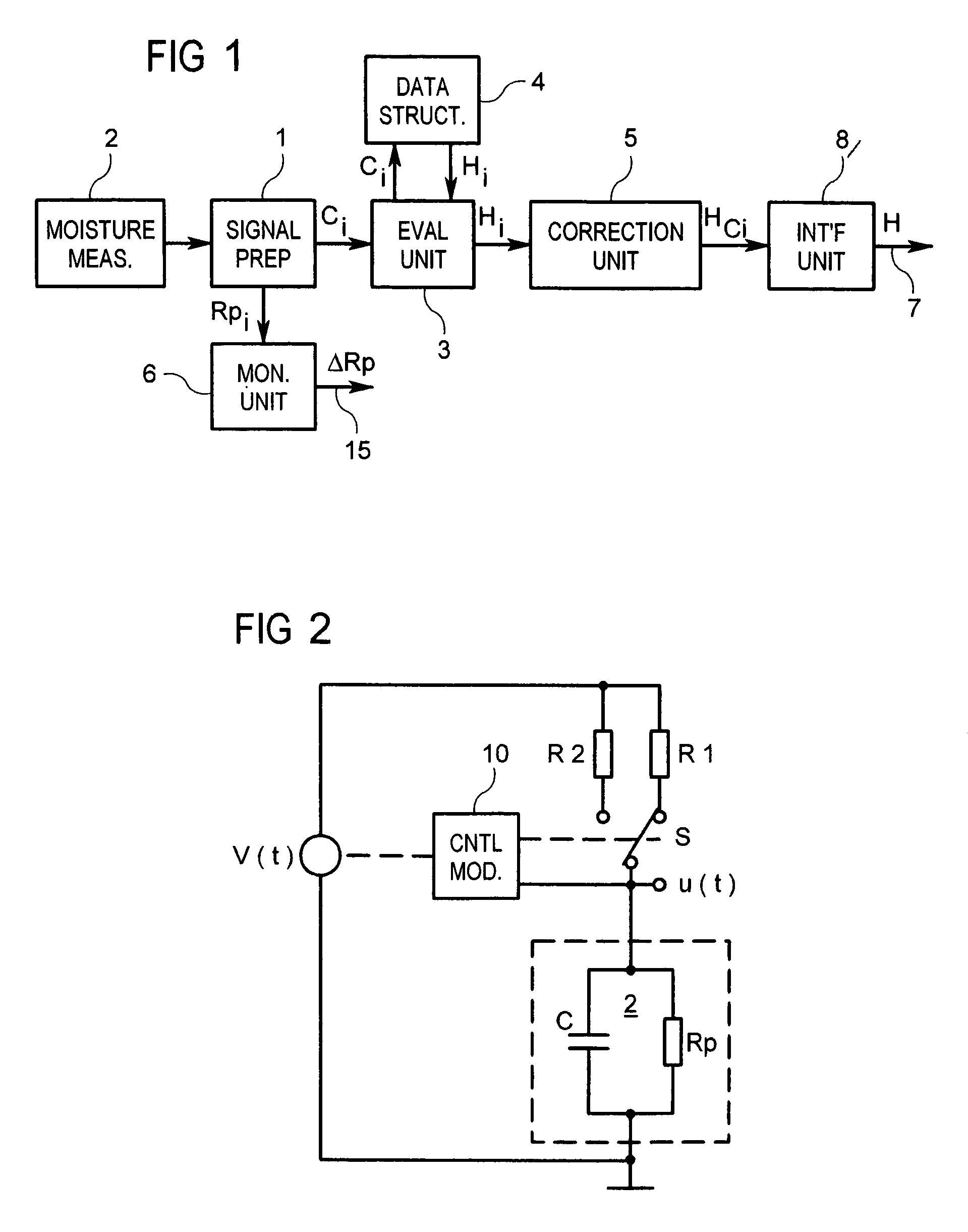 Moisture sensor with capacitive moisture measuring element and method of determining air humidity
